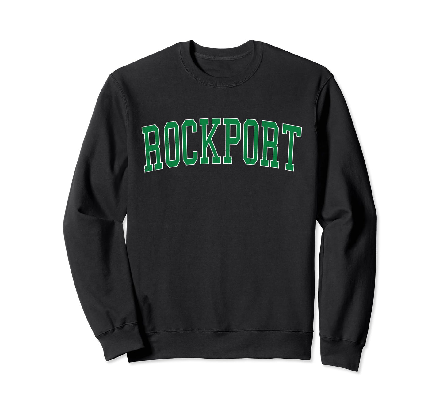 Rockport Tx Distressed Green Varsity Sweatshirt - Novelty Apparel Men Women - T-Shirt, Sweatshirt, Hoodie