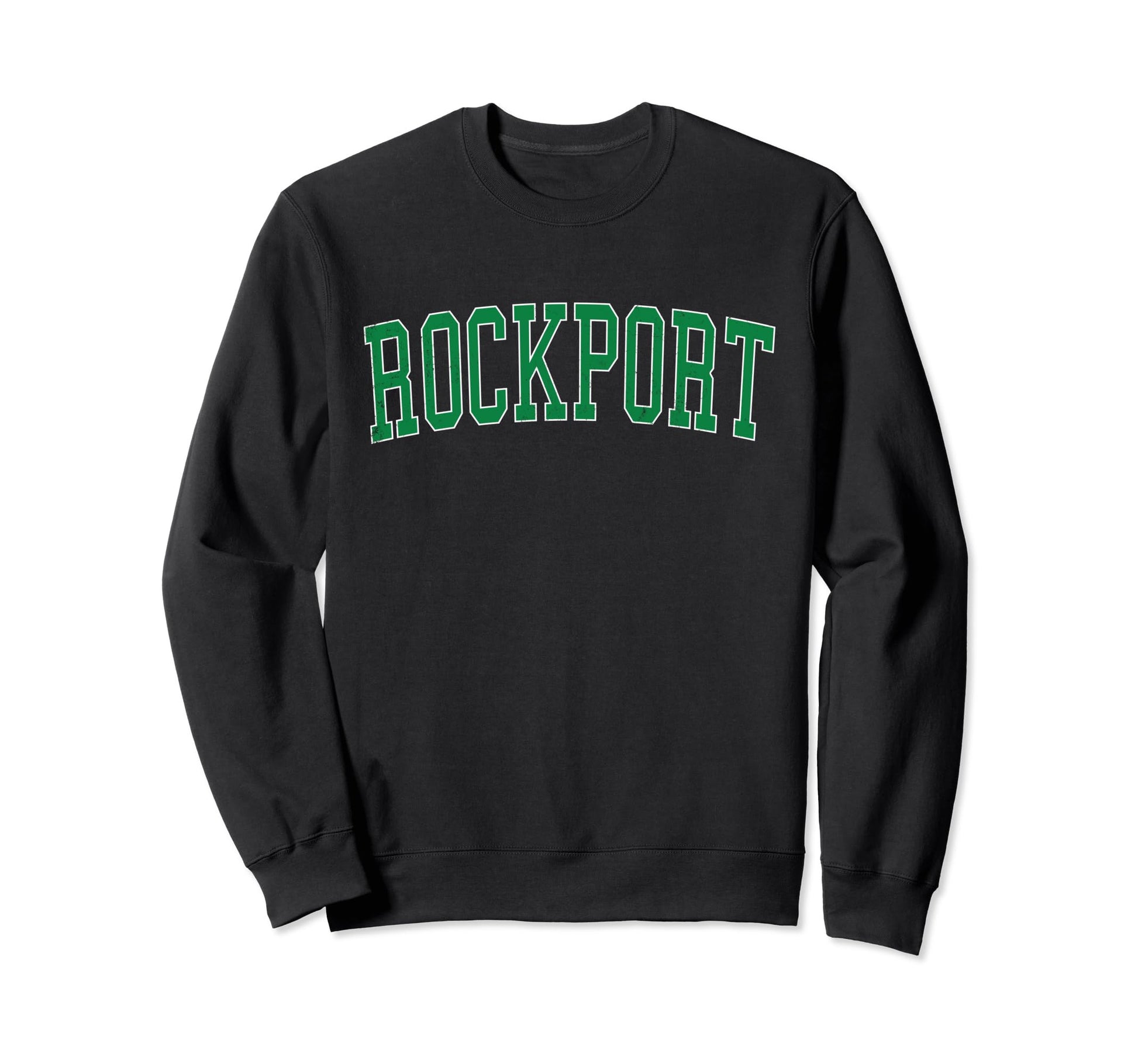 Rockport Tx Distressed Green Varsity Sweatshirt - Novelty Apparel Men Women - T-Shirt, Sweatshirt, Hoodie