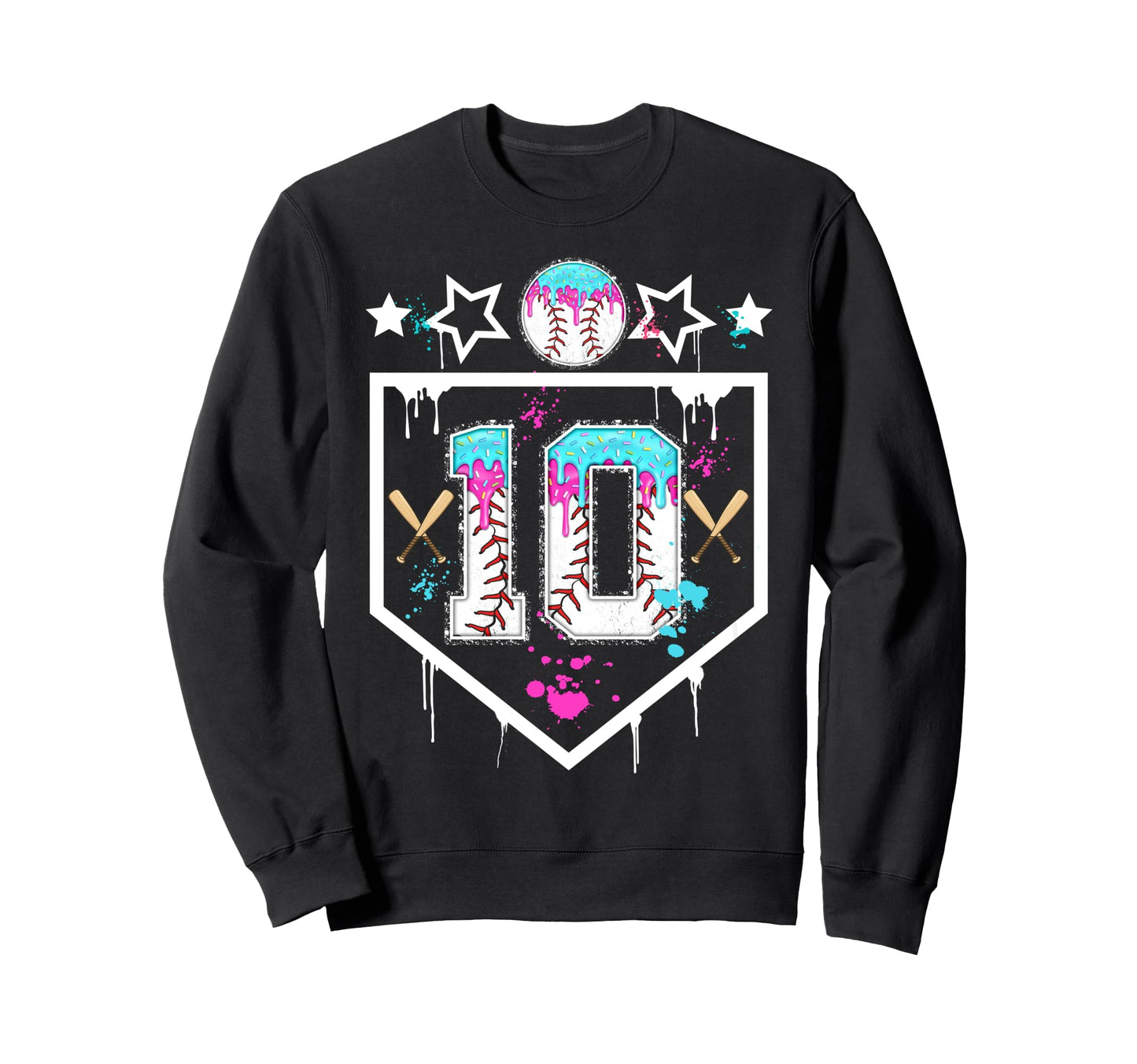 Baseball 10 Year Old Ice Cream Sweatshirt - Fun Novelty Design Men Women - T-Shirt, Sweatshirt, Hoodie