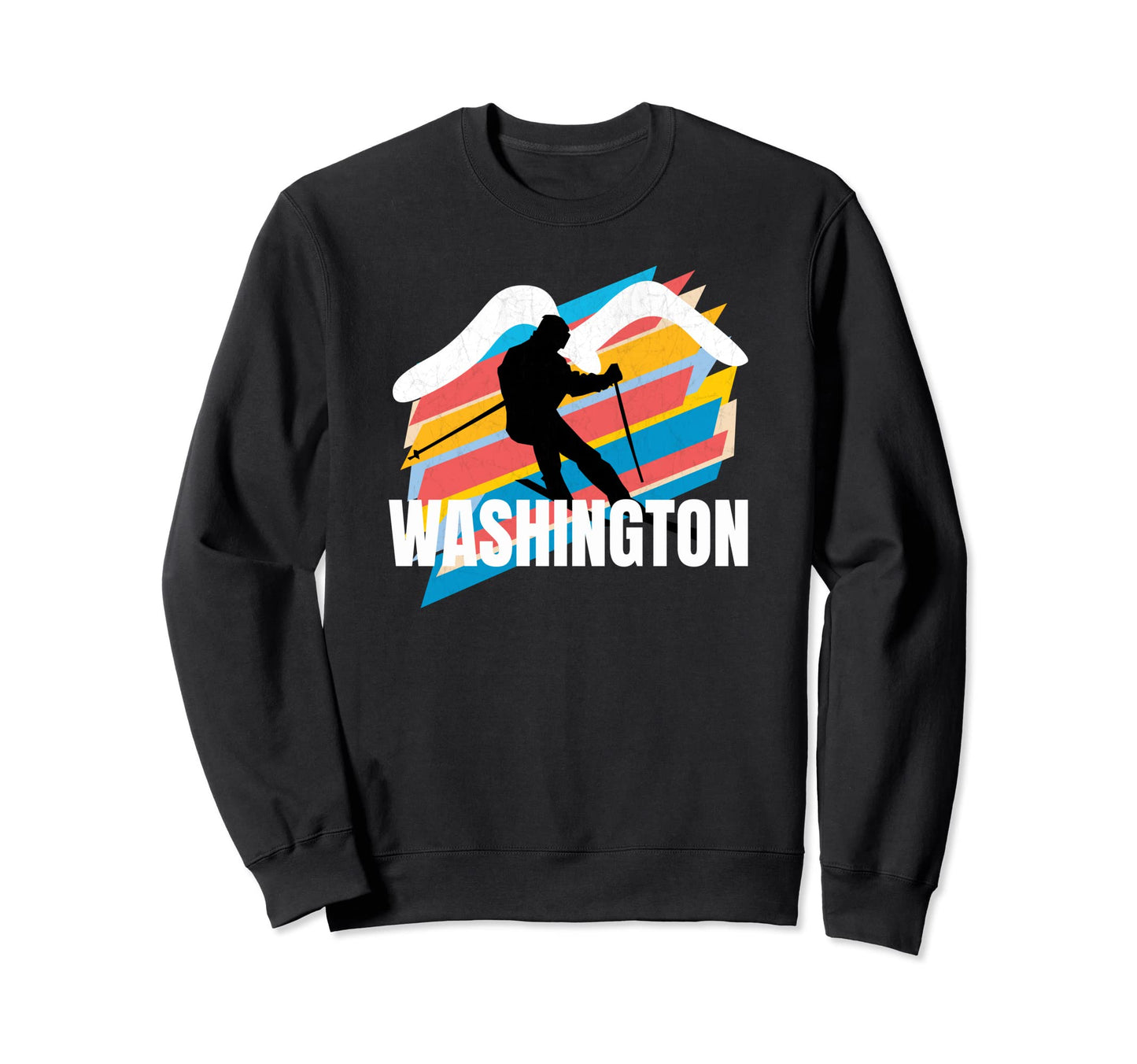 Skier Poles Washington Striped Sweatshirt - Novelty Apparel for Adults - T-Shirt, Sweatshirt, Hoodie