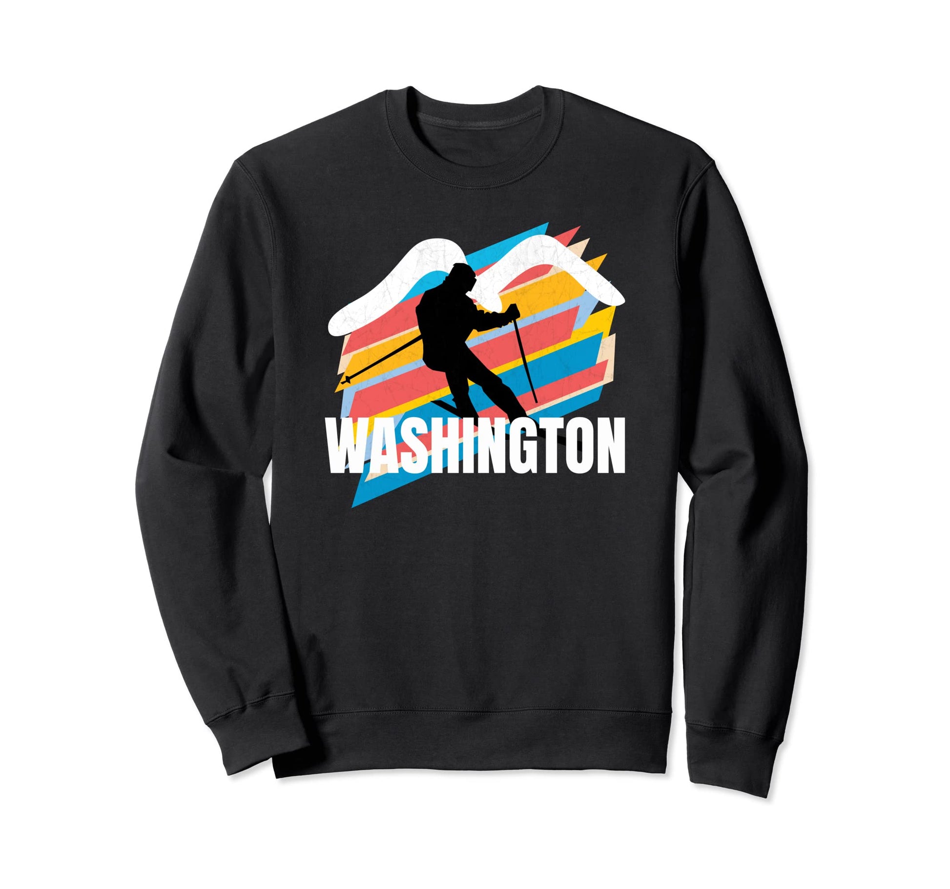 Skier Poles Washington Striped Sweatshirt - Novelty Apparel for Adults - T-Shirt, Sweatshirt, Hoodie