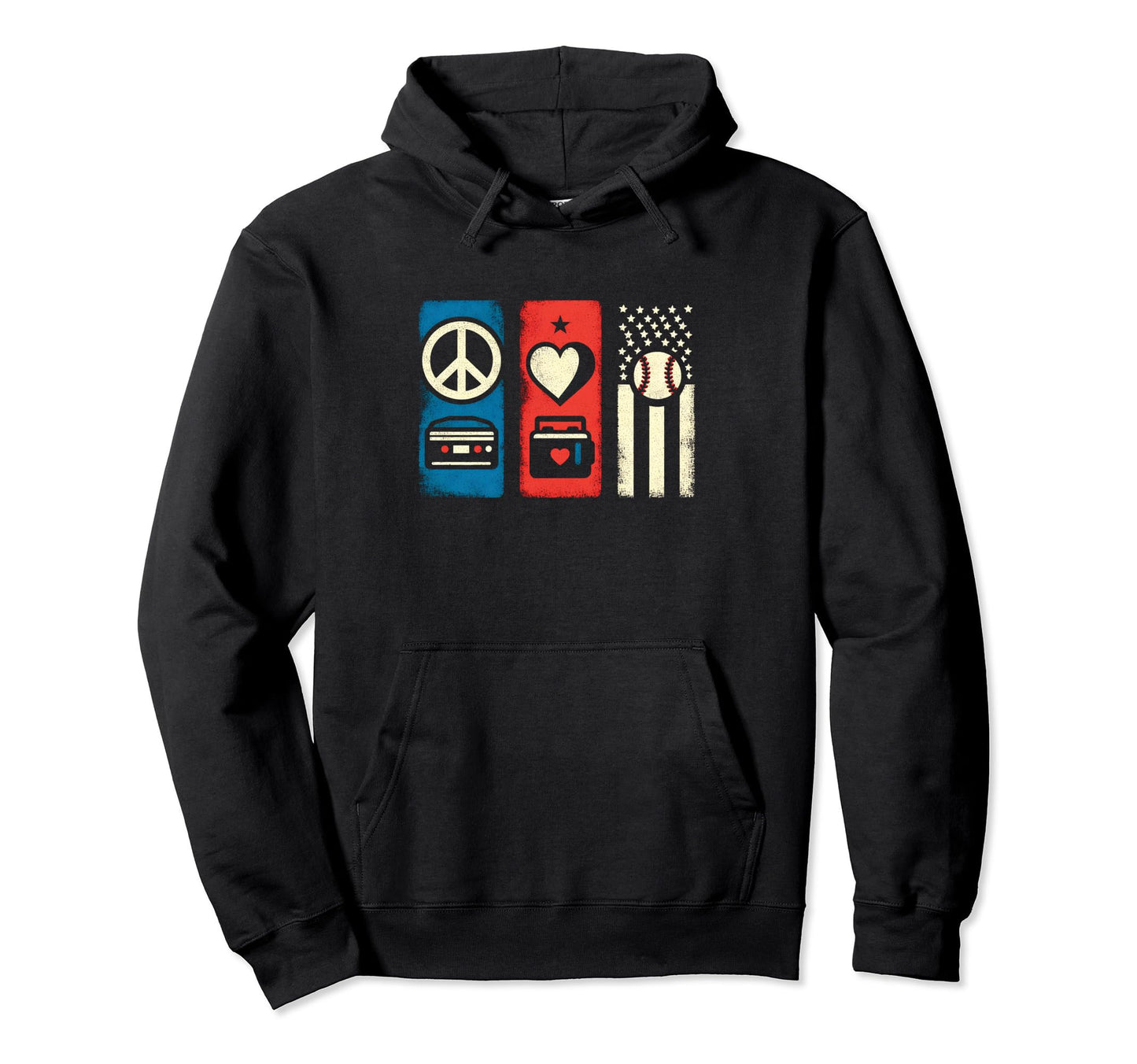 Peace Love And Baseball Peace Symbol Hoodie - Fun Novelty Design Men Women - T-Shirt, Sweatshirt, Hoodie
