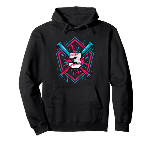 Baseball 3 Year Old Ice Cream Drip 3Rd Hoodie - Trendy Graphic Men Women - T-Shirt, Sweatshirt, Hoodie