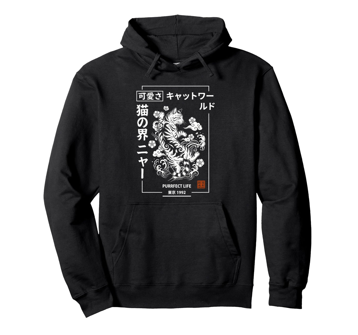Japanese Streetwear Cat Tokyo 1992 Hoodie - Aesthetic Graphic for Adults - T-Shirt, Sweatshirt, Hoodie