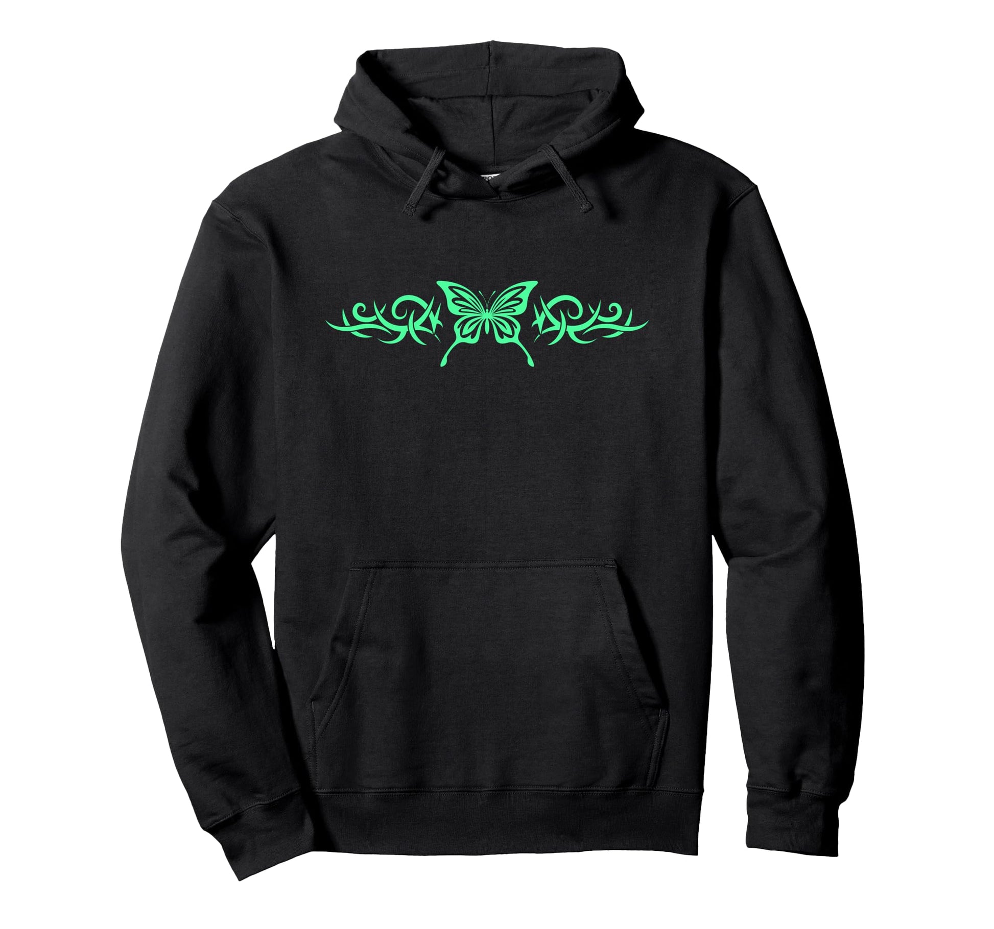Green Butterfly Tattoo Harajuku Hoodie - Casual Everyday Wear Unisex - T-Shirt, Sweatshirt, Hoodie
