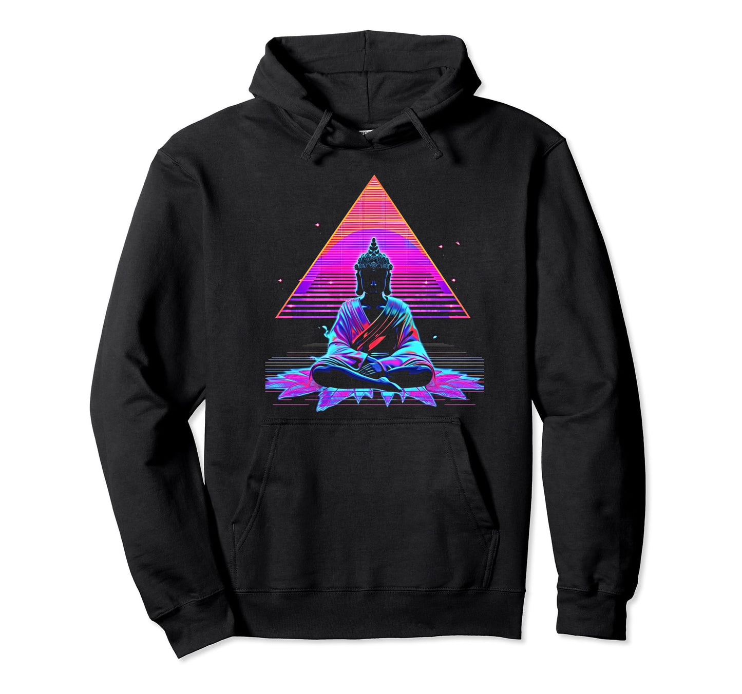 Synthwave Buddha Cyberpunk 80S Sci Hoodie - Fun Novelty Design for Adults - T-Shirt, Sweatshirt, Hoodie