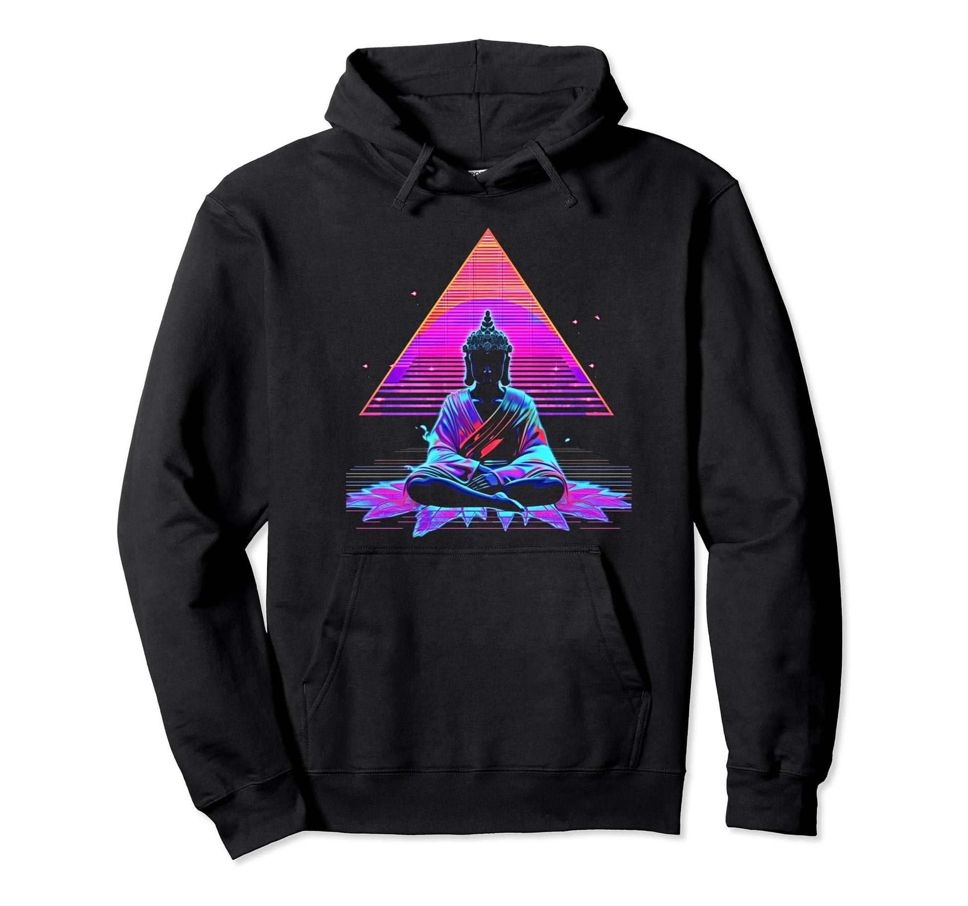 Synthwave Buddha Cyberpunk 80S Sci Hoodie - Fun Novelty Design for Adults - T-Shirt, Sweatshirt, Hoodie