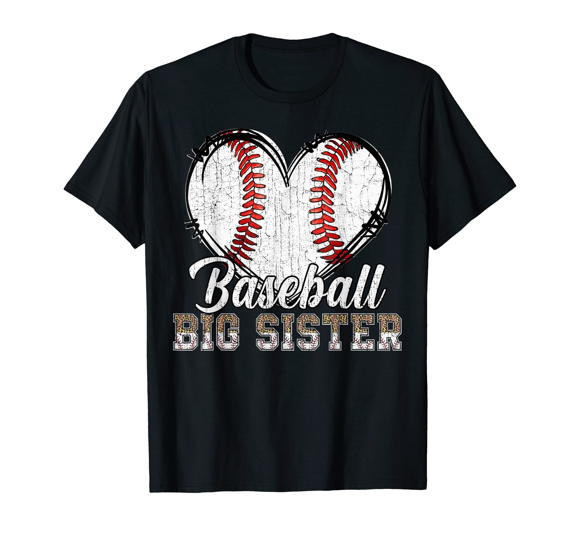 Softball Baseball Big Sister Heart T-Shirt - Fun Novelty Design Unisex - T-Shirt, Sweatshirt, Hoodie