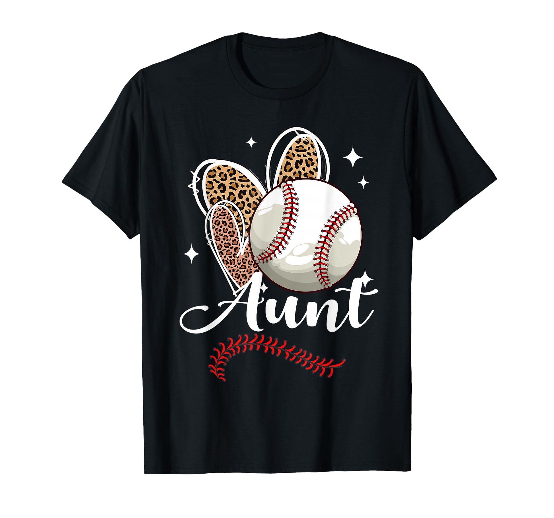 Baseball Aunt Funny Leopard Heart T-Shirt - Custom Art Print Unisex - T-Shirt, Sweatshirt, Hoodie