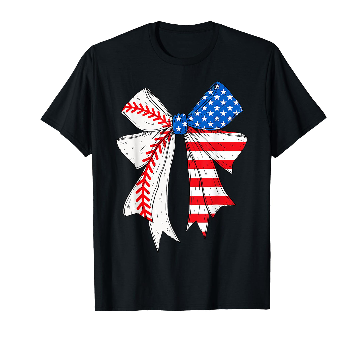 Baseball 4Th July Coquette Bow T-Shirt - Aesthetic Graphic for Adults - T-Shirt, Sweatshirt, Hoodie