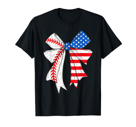 Baseball 4Th July Coquette Bow T-Shirt - Aesthetic Graphic for Adults - T-Shirt, Sweatshirt, Hoodie