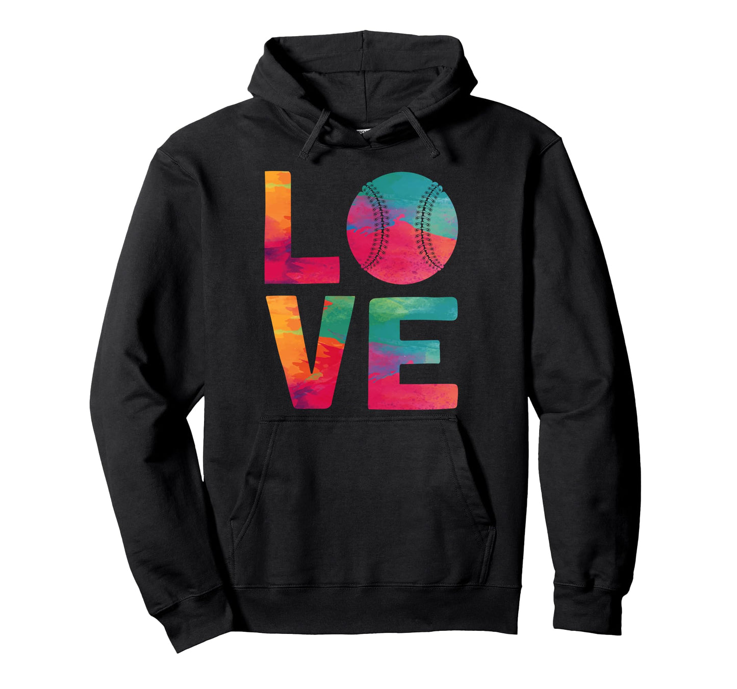 Baseball Fan Watercolor Love Hoodie - Graphic Print Men Women - T-Shirt, Sweatshirt, Hoodie