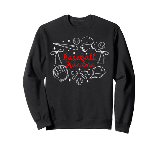 Baseball Grandma Coquette Grandma Sweatshirt - Graphic Print for Adults - T-Shirt, Sweatshirt, Hoodie