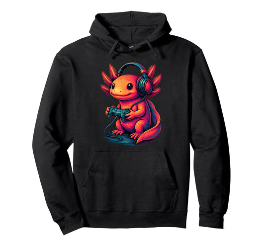 Axolotl Gamer Gaming Pet Lover Hoodie - Minimalist Print Unisex - T-Shirt, Sweatshirt, Hoodie