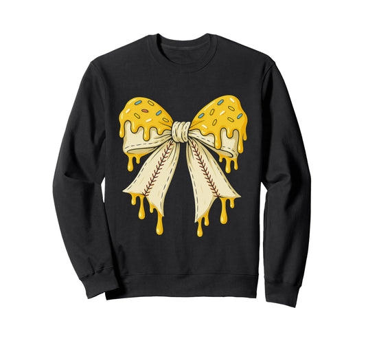 Baseball Bow Ice Cream Dripping Sweatshirt - Aesthetic Graphic Men Women - T-Shirt, Sweatshirt, Hoodie