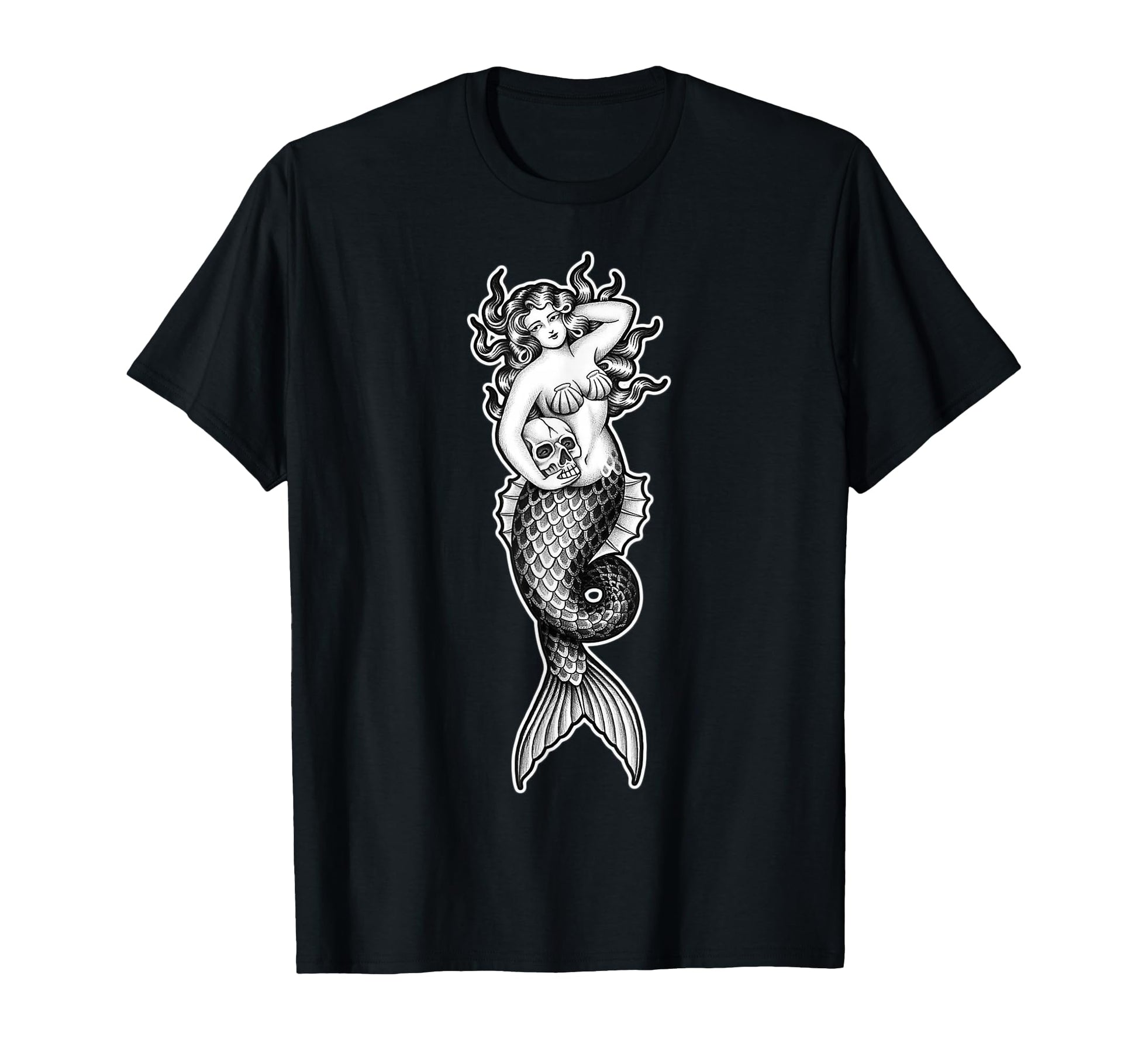 Mermaid Siren Pin Up Skull T-Shirt - Minimalist Print Unisex - T-Shirt, Sweatshirt, Hoodie