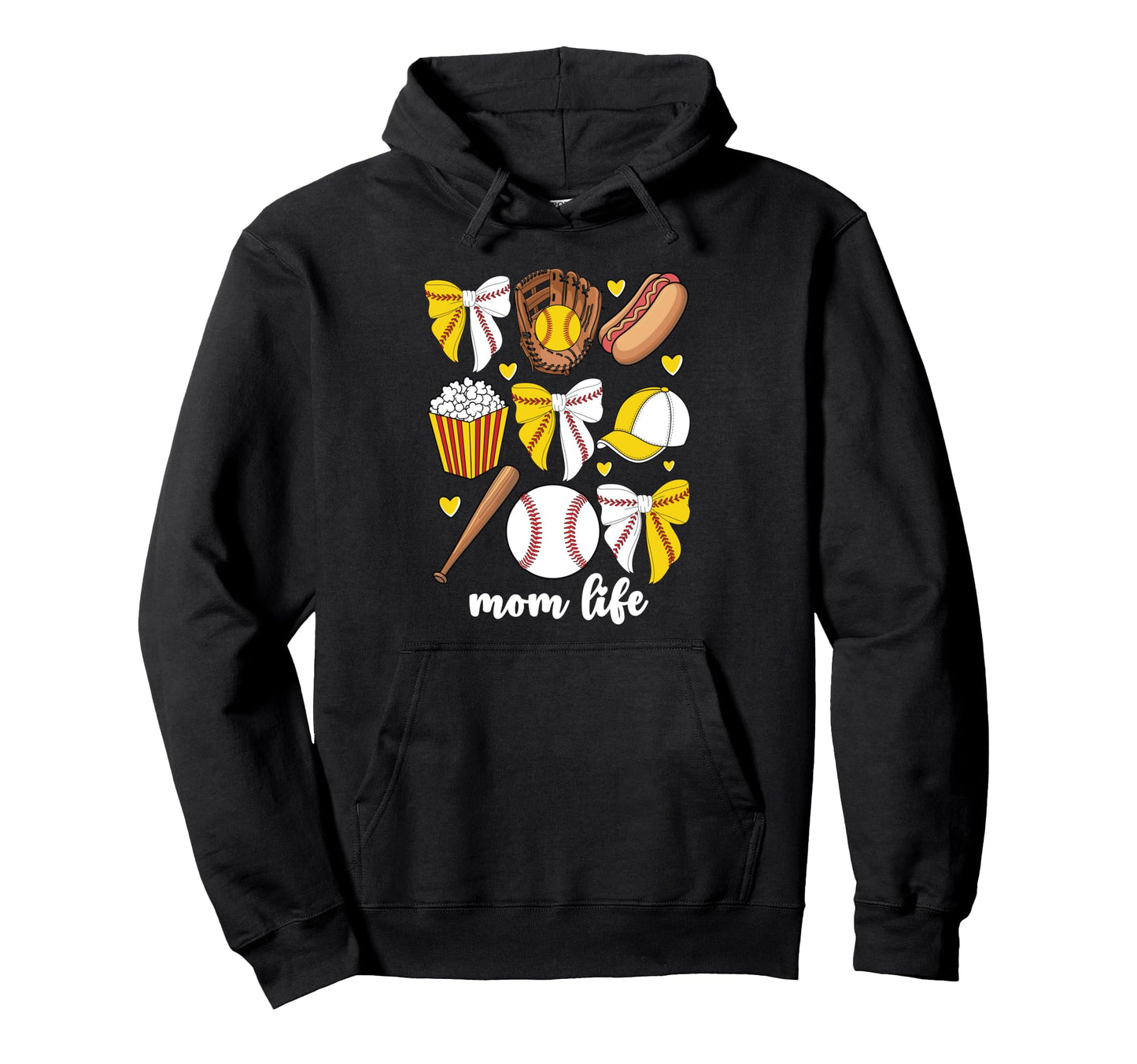 Half Baseball And Softball Mom Mama Hoodie - Streetwear Style for Adults - T-Shirt, Sweatshirt, Hoodie