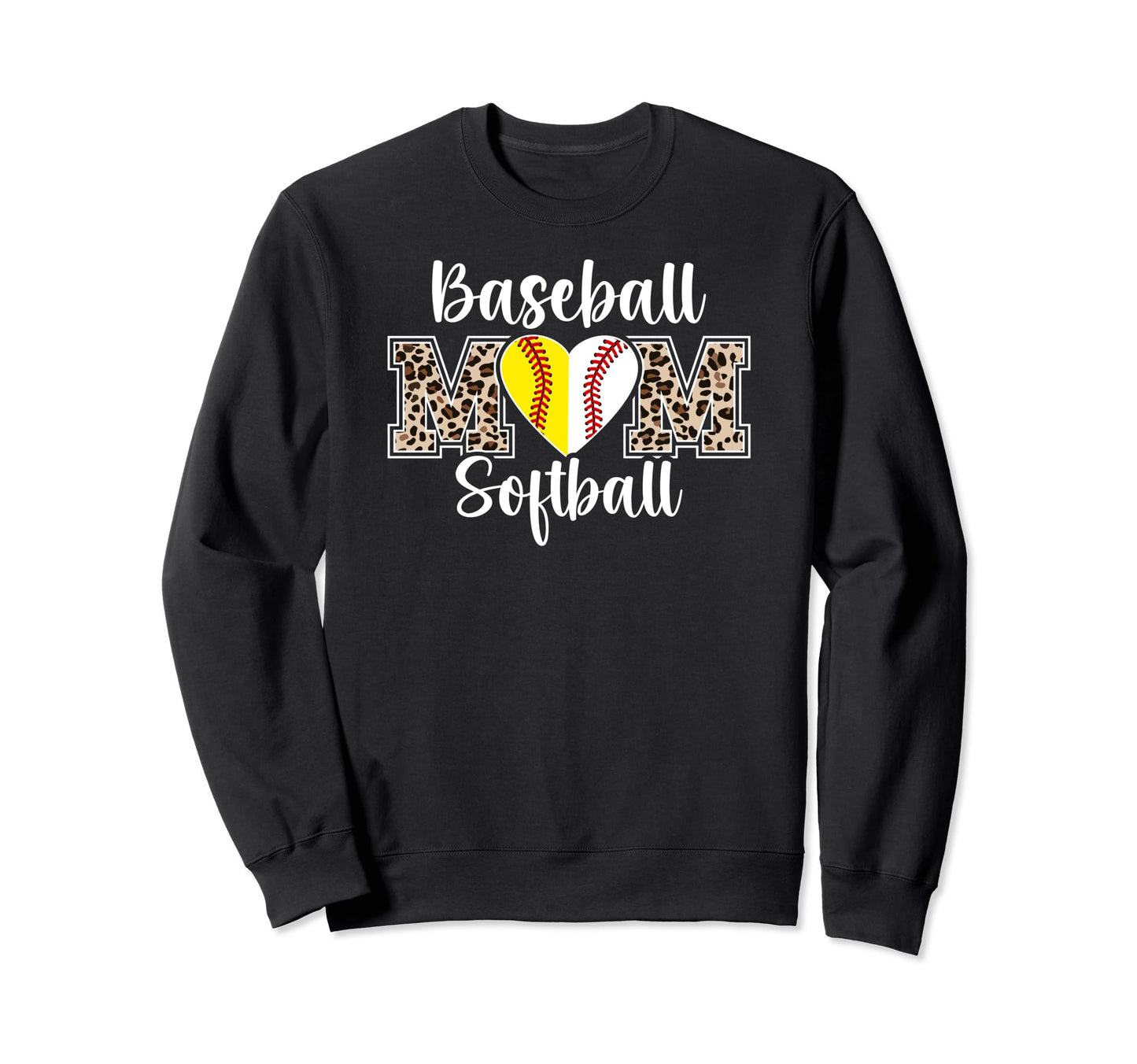 Baseball Softball Mom Leopard Sweatshirt - Novelty Apparel for Adults - T-Shirt, Sweatshirt, Hoodie