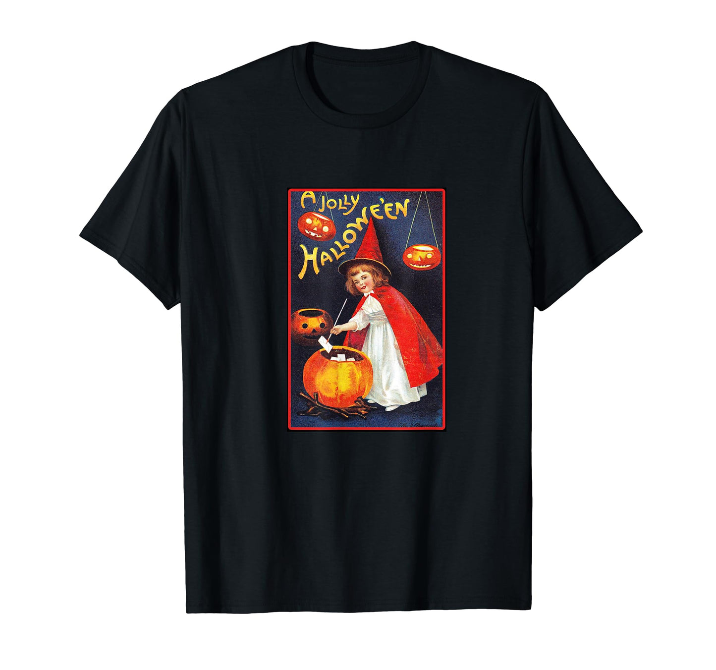 Halloween Postcard Little Witch T-Shirt - Minimalist Print for Adults - T-Shirt, Sweatshirt, Hoodie