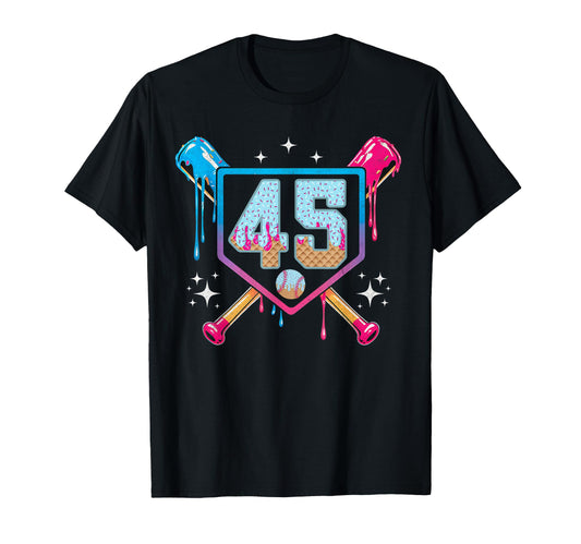 Baseball 45 Year Old Ice Cream Drip T-Shirt - Aesthetic Graphic Unisex - T-Shirt, Sweatshirt, Hoodie