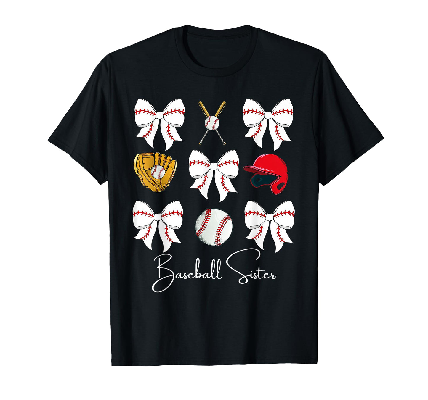 Baseball Sister Coquette Bow Cheer T-Shirt - Unique Graphic Men Women - T-Shirt, Sweatshirt, Hoodie
