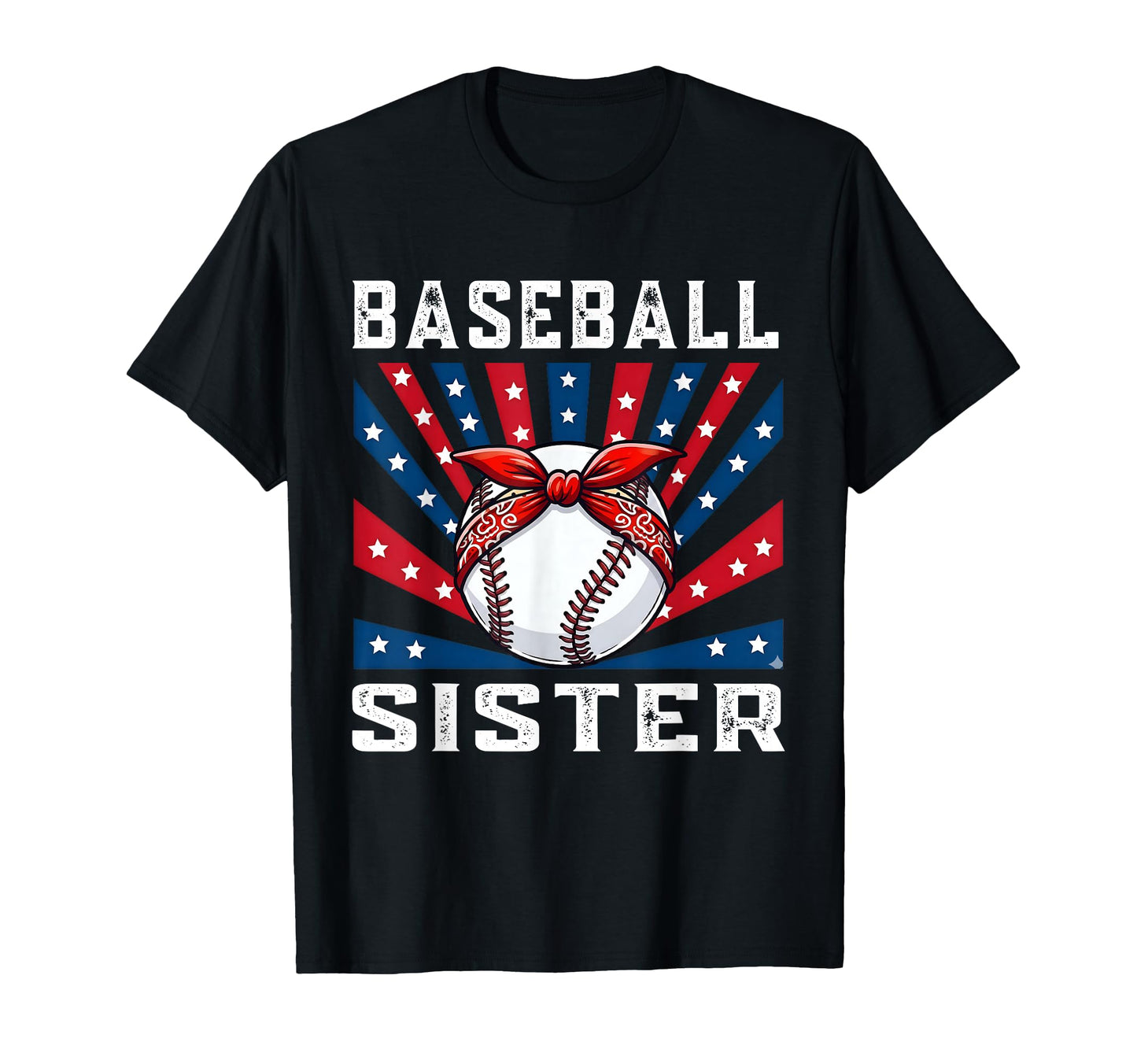 Baseball Sister Bow Patriotic Family T-Shirt - Graphic Print Men Women - T-Shirt, Sweatshirt, Hoodie