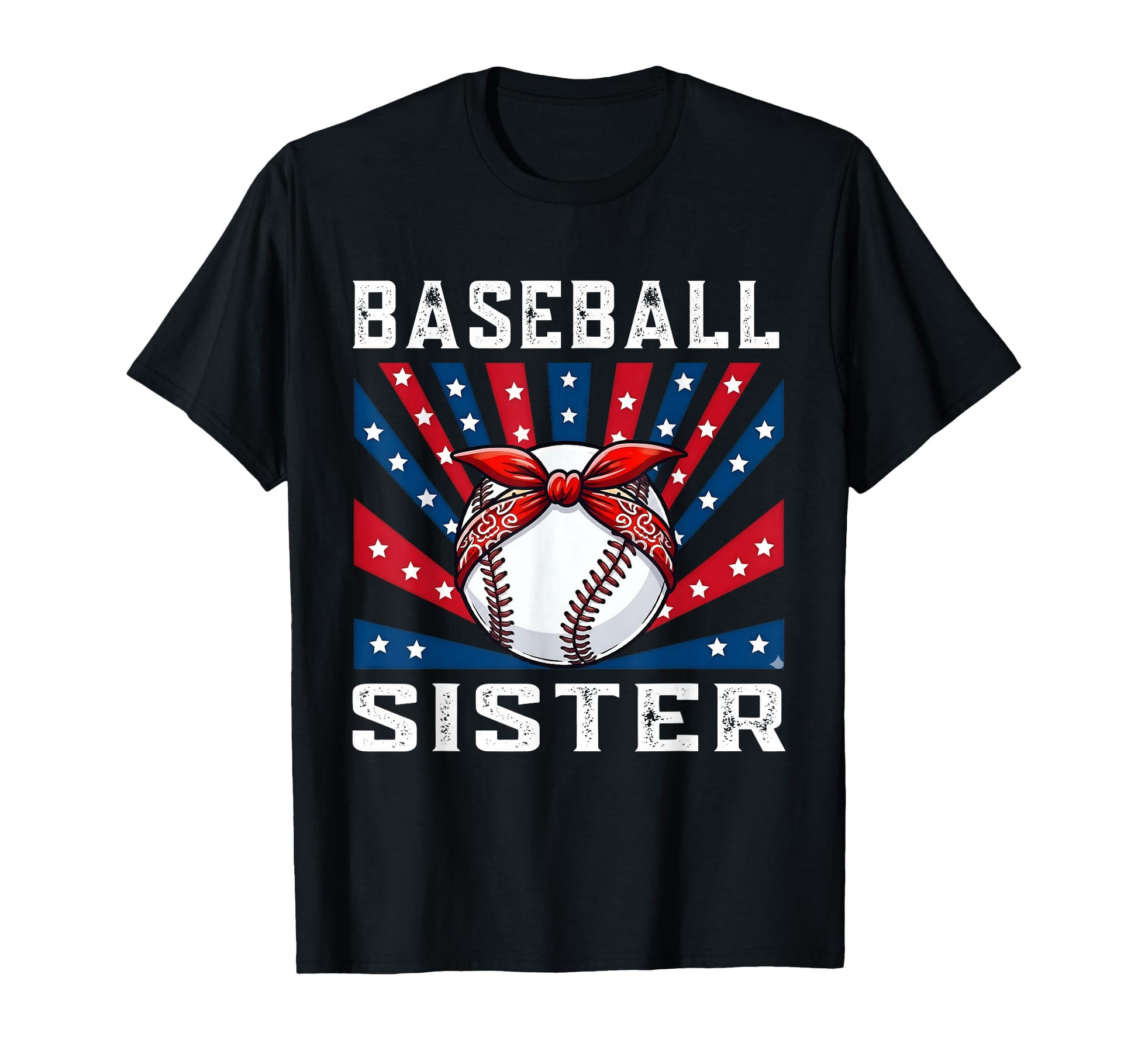 Baseball Sister Bow Patriotic Family T-Shirt - Graphic Print Men Women - T-Shirt, Sweatshirt, Hoodie