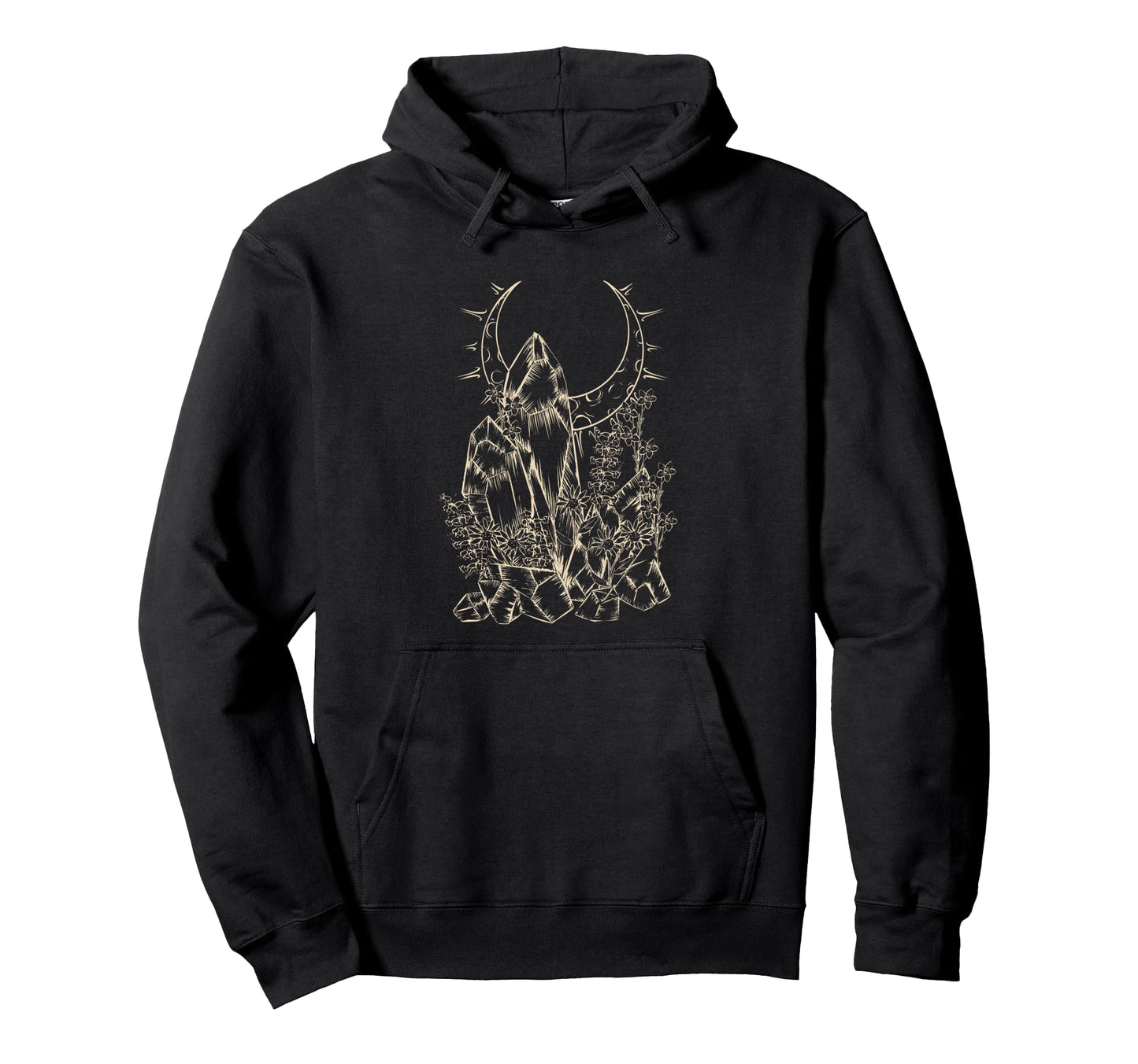Crystals Flowers Moon Witchy E Alt Hoodie - Casual Everyday Wear Men Women - T-Shirt, Sweatshirt, Hoodie
