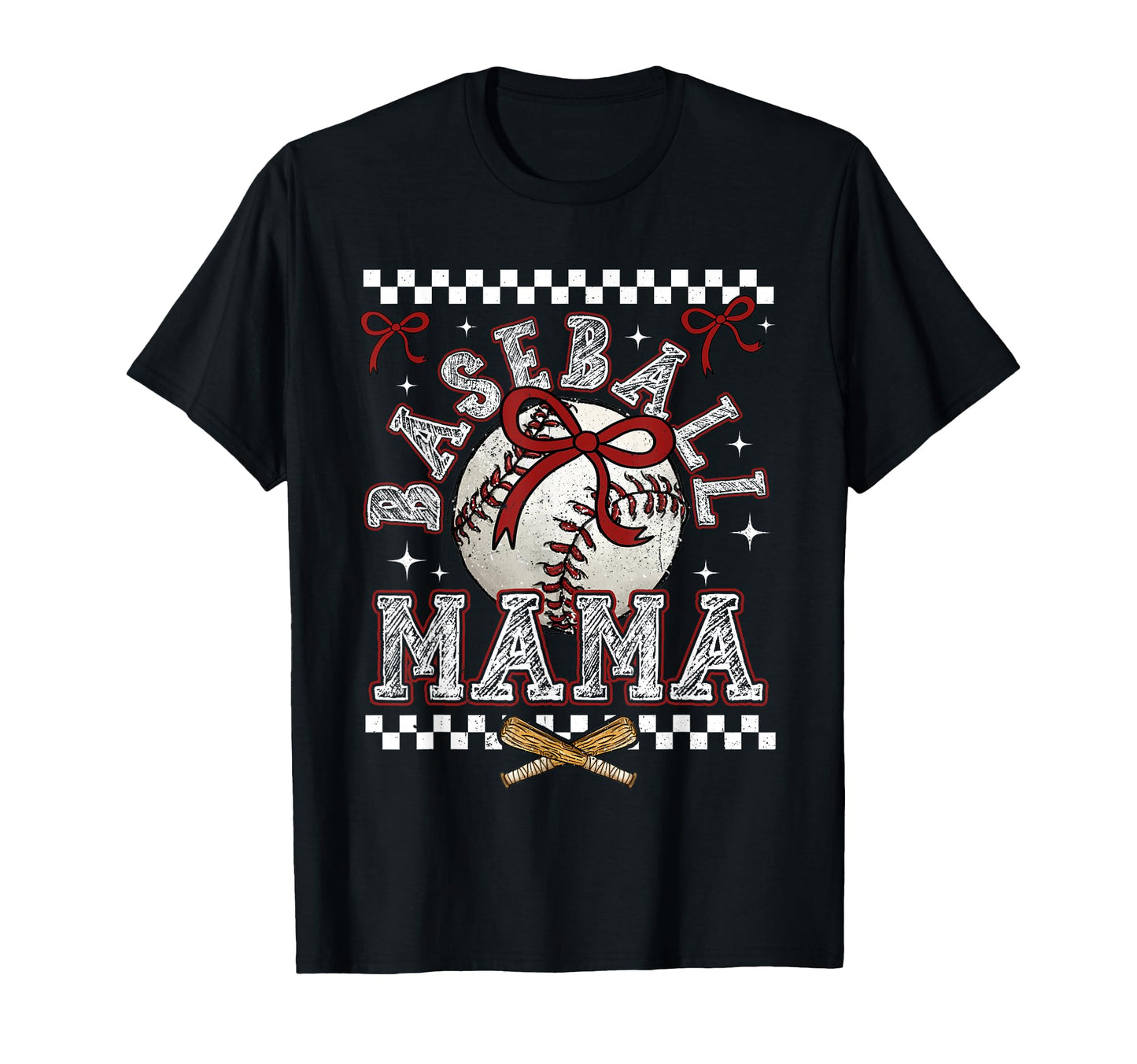 Baseball Mama Checkered Baseball T-Shirt - Custom Art Print for Adults - T-Shirt, Sweatshirt, Hoodie