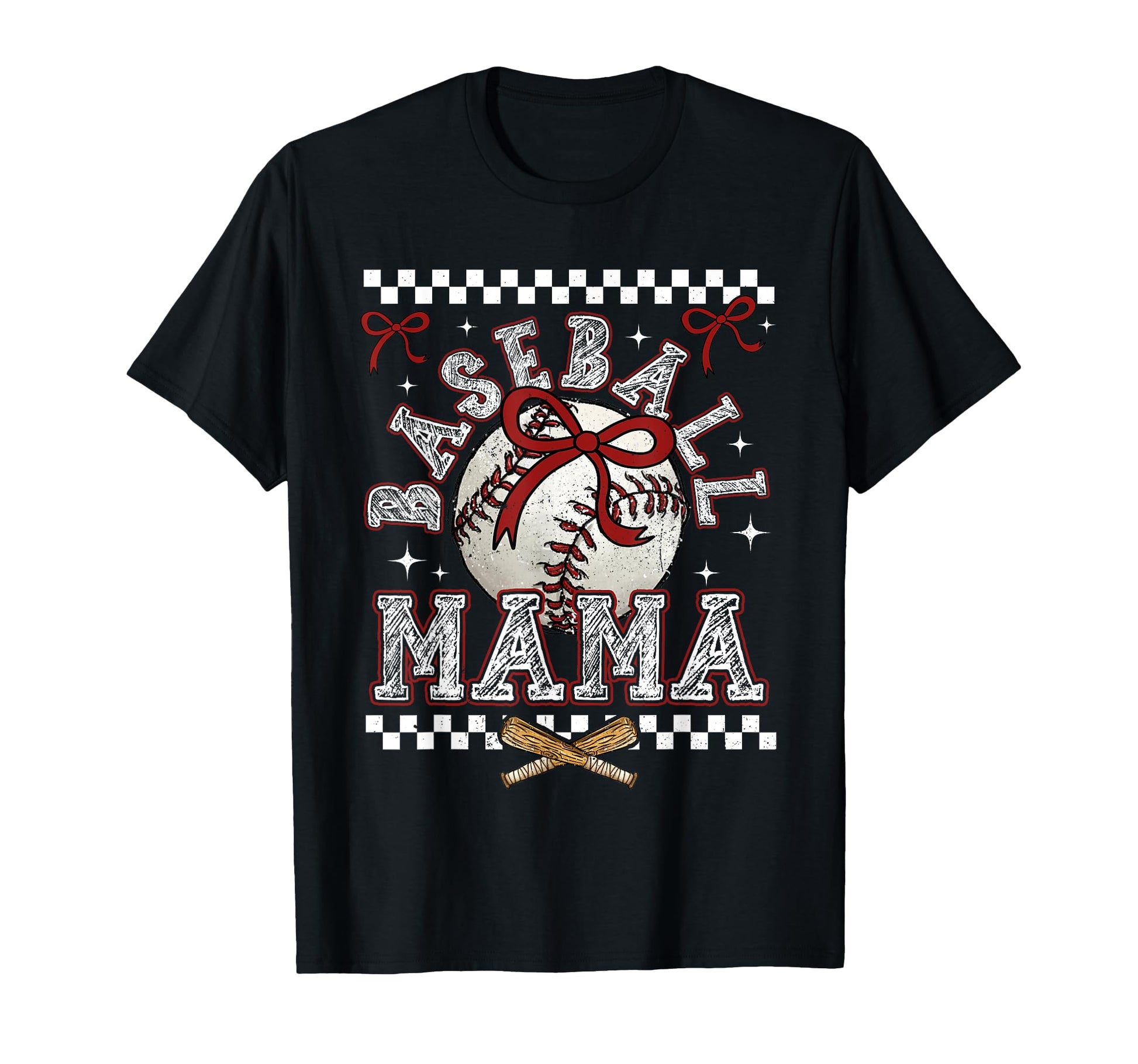 Baseball Mama Checkered Baseball T-Shirt - Custom Art Print for Adults - T-Shirt, Sweatshirt, Hoodie