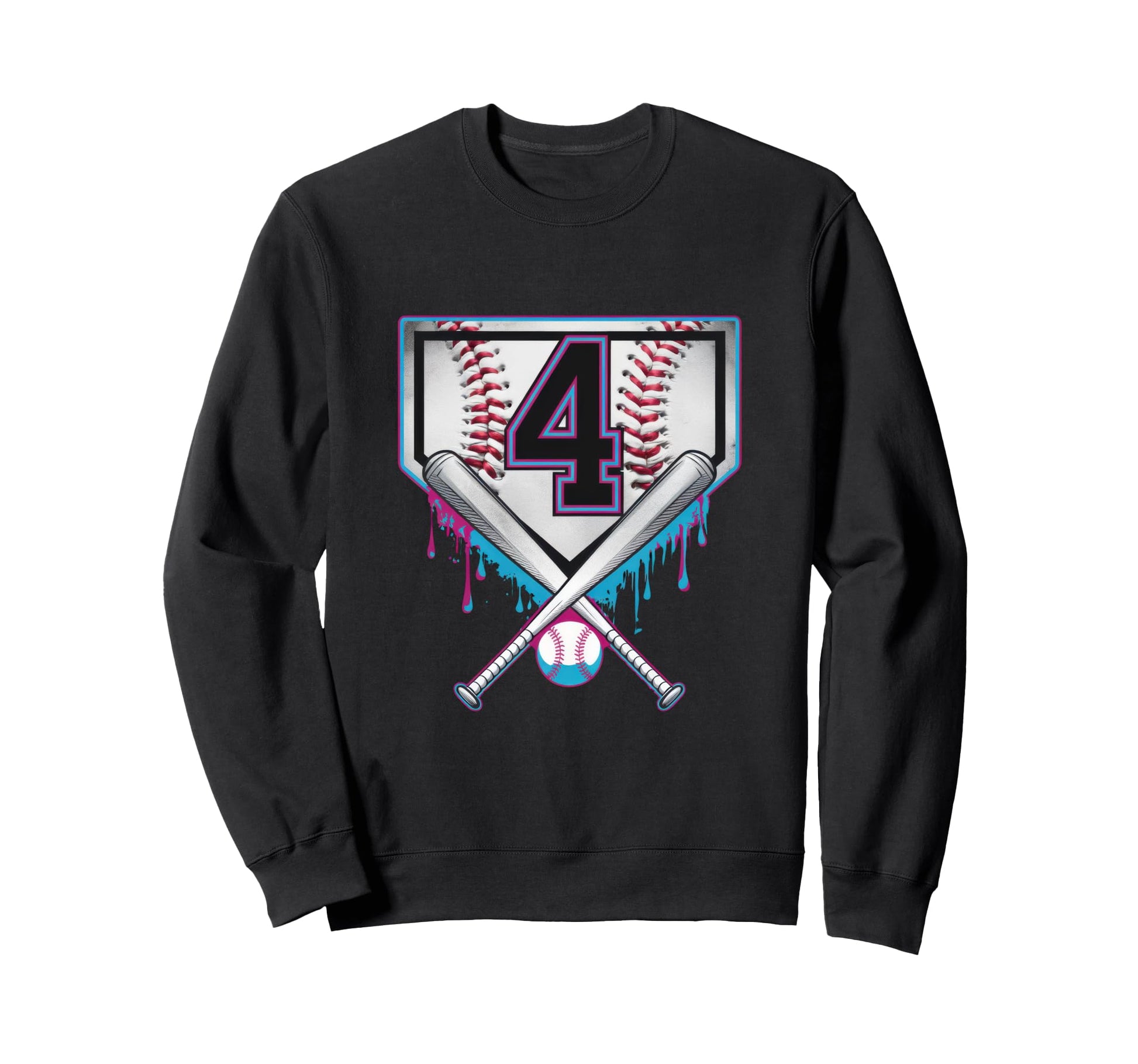 4Th Birthday Baseball Home Ice Cream Sweatshirt - Trendy Graphic Unisex - T-Shirt, Sweatshirt, Hoodie