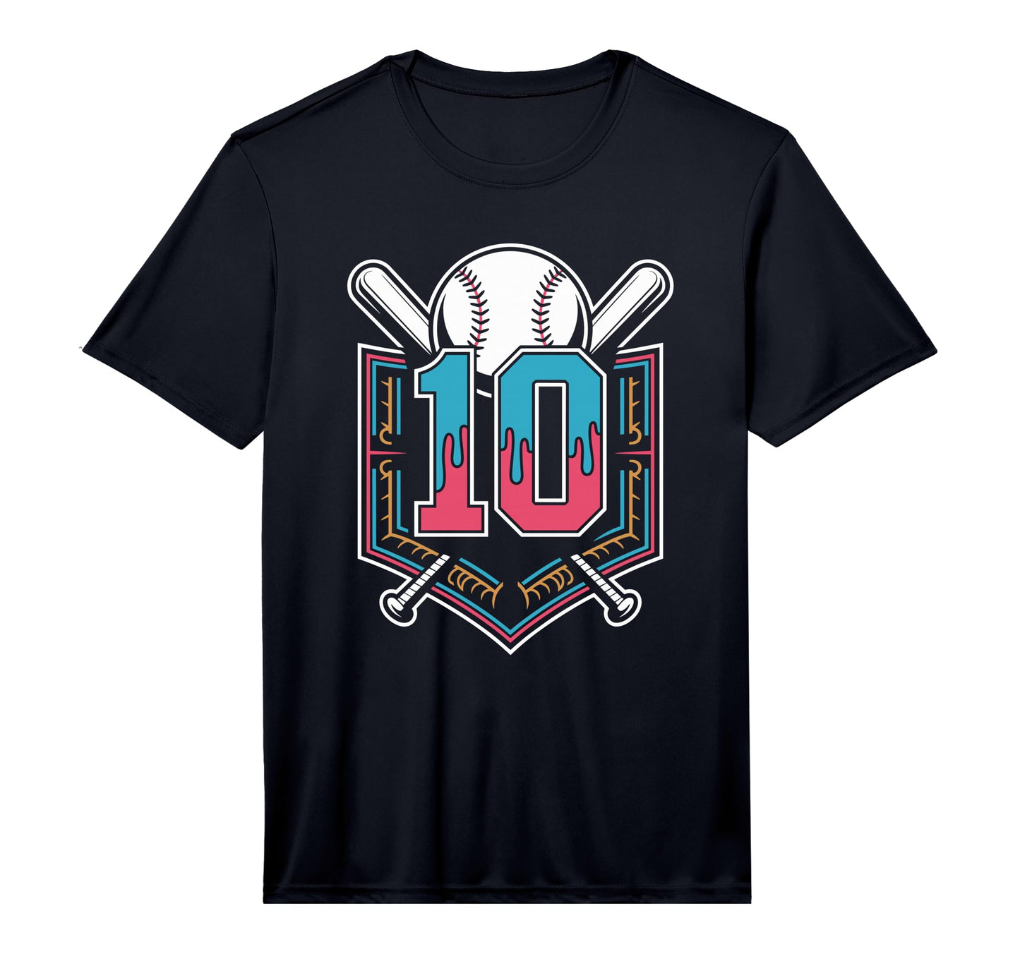 Baseball Turns 10 Ready Birthday Party T-Shirt - Unique Graphic for Adults - T-Shirt, Sweatshirt, Hoodie