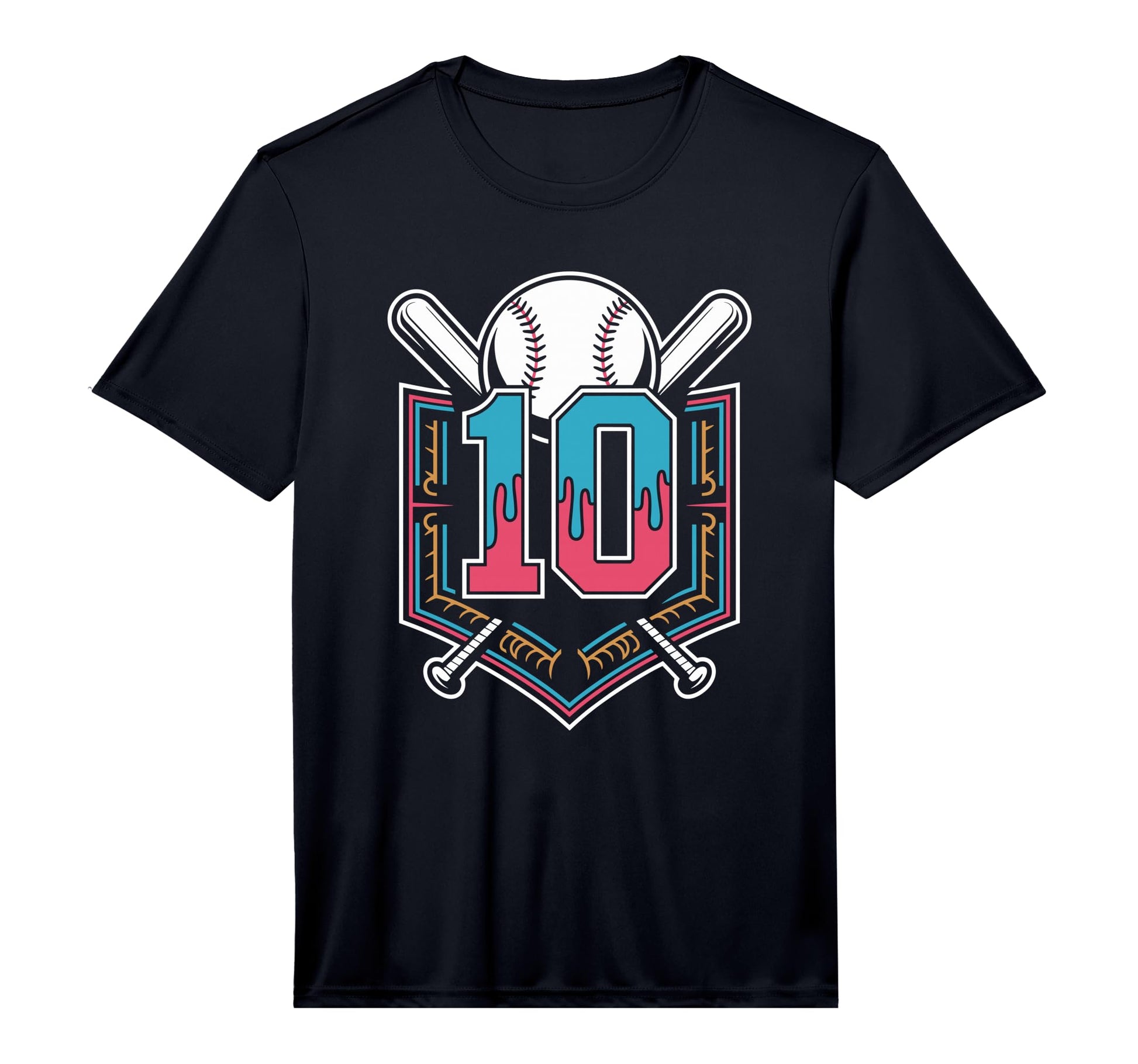 Baseball Turns 10 Ready Birthday Party T-Shirt - Unique Graphic for Adults - T-Shirt, Sweatshirt, Hoodie