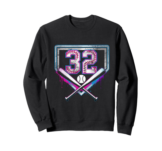 32Th Birthday Baseball Home Ice Sweatshirt - Graphic Print for Adults - T-Shirt, Sweatshirt, Hoodie