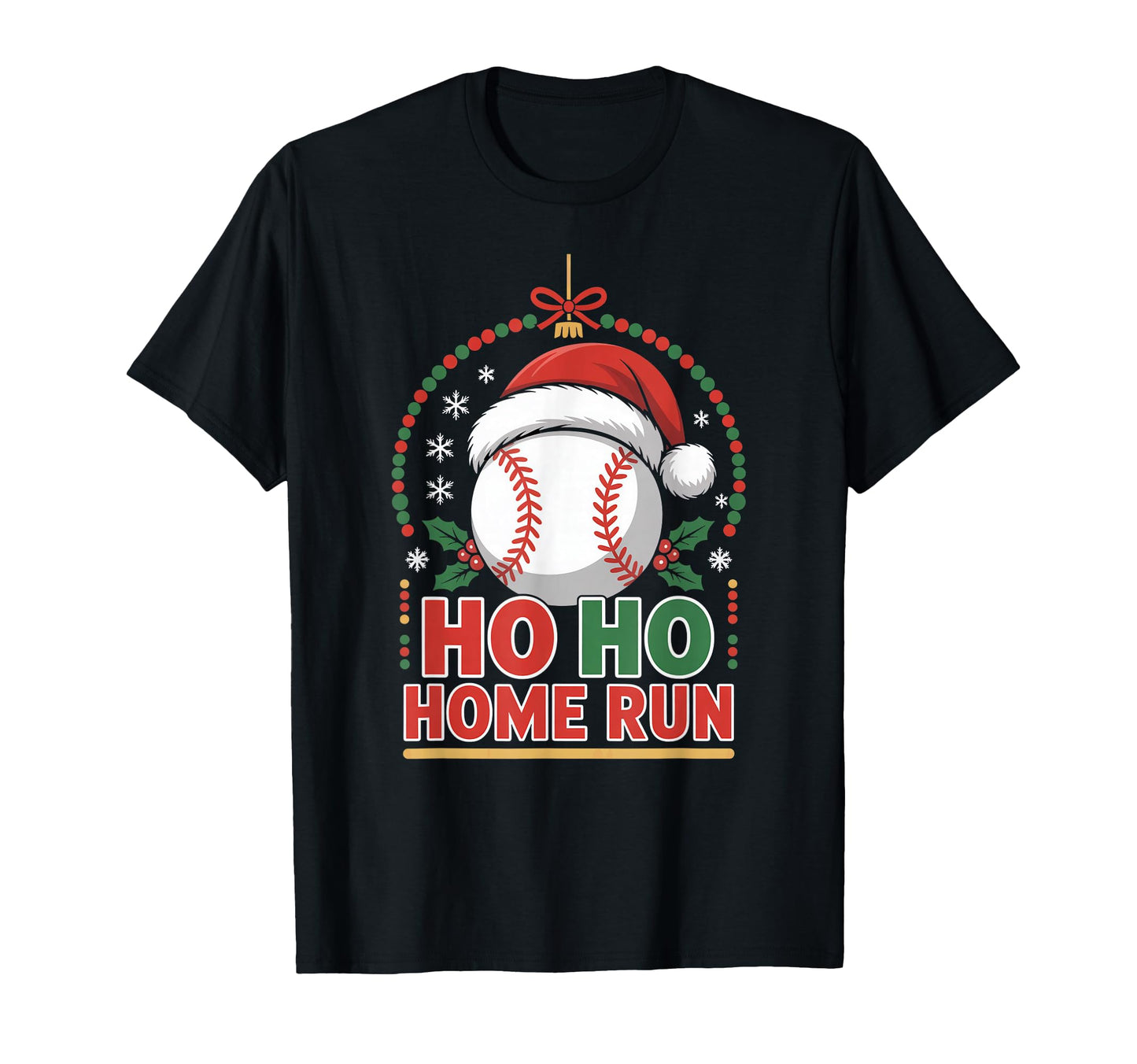 Ho Ho Home Run Baseball Santa Hat T-Shirt - Aesthetic Graphic Unisex - T-Shirt, Sweatshirt, Hoodie