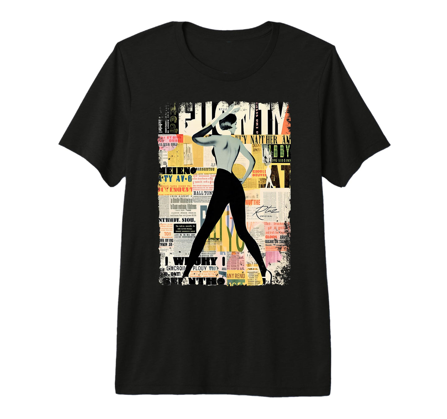Magazin Cover Bunny Collage Sexy Model Pin T-Shirt - Unique Graphic Unisex - T-Shirt, Sweatshirt, Hoodie