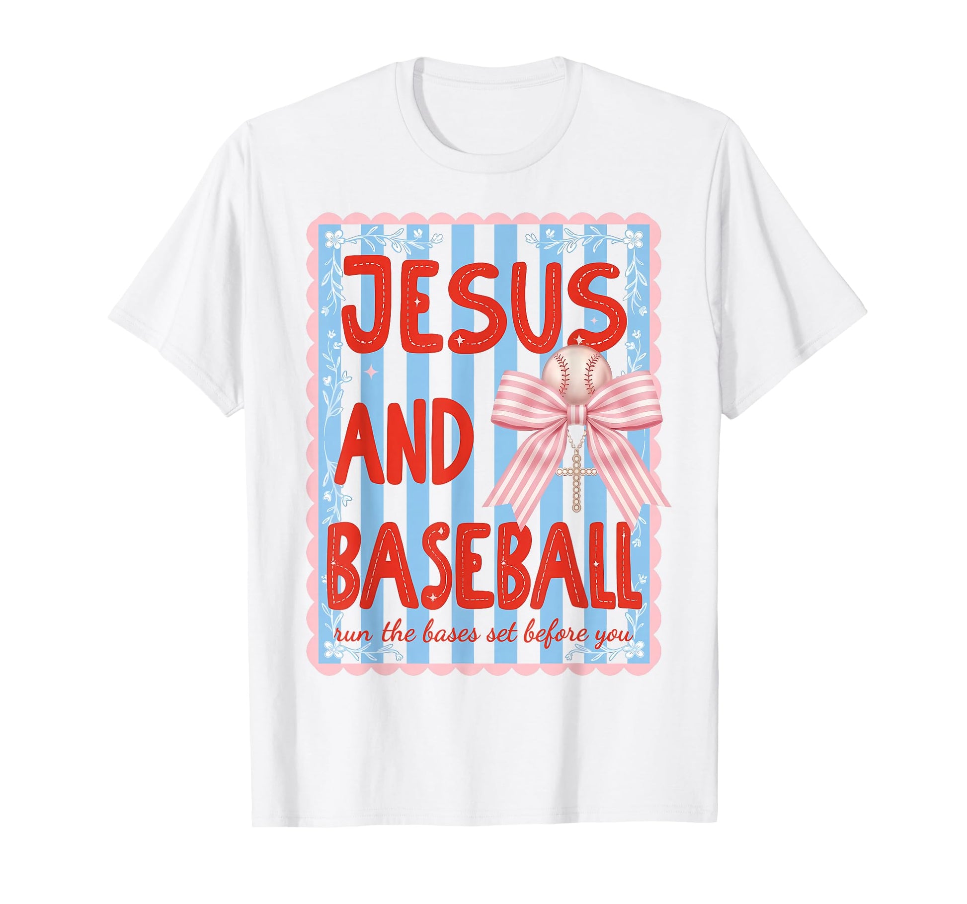 Jesus And Baseball Runs Bases Set T-Shirt - Graphic Print for Adults - T-Shirt, Sweatshirt, Hoodie