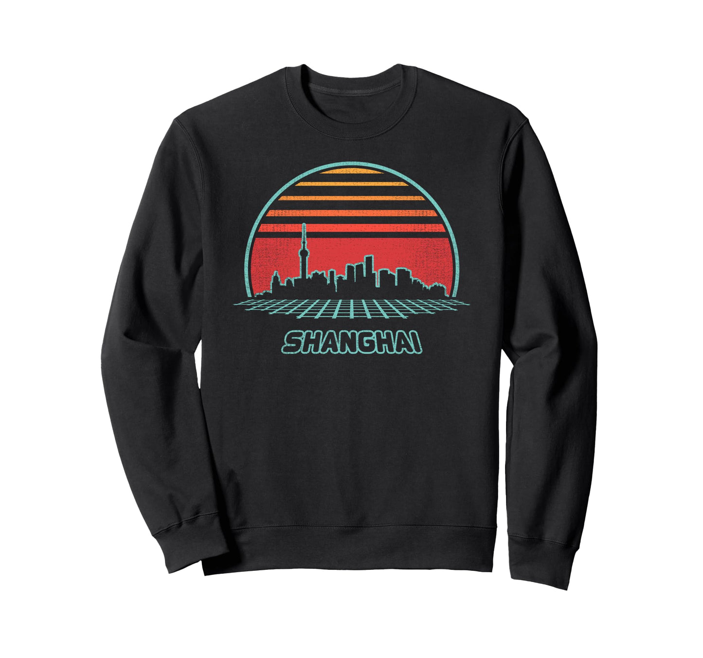 Shanghai City Skyline 80S Souvenir Sweatshirt - Graphic Print Men Women - T-Shirt, Sweatshirt, Hoodie