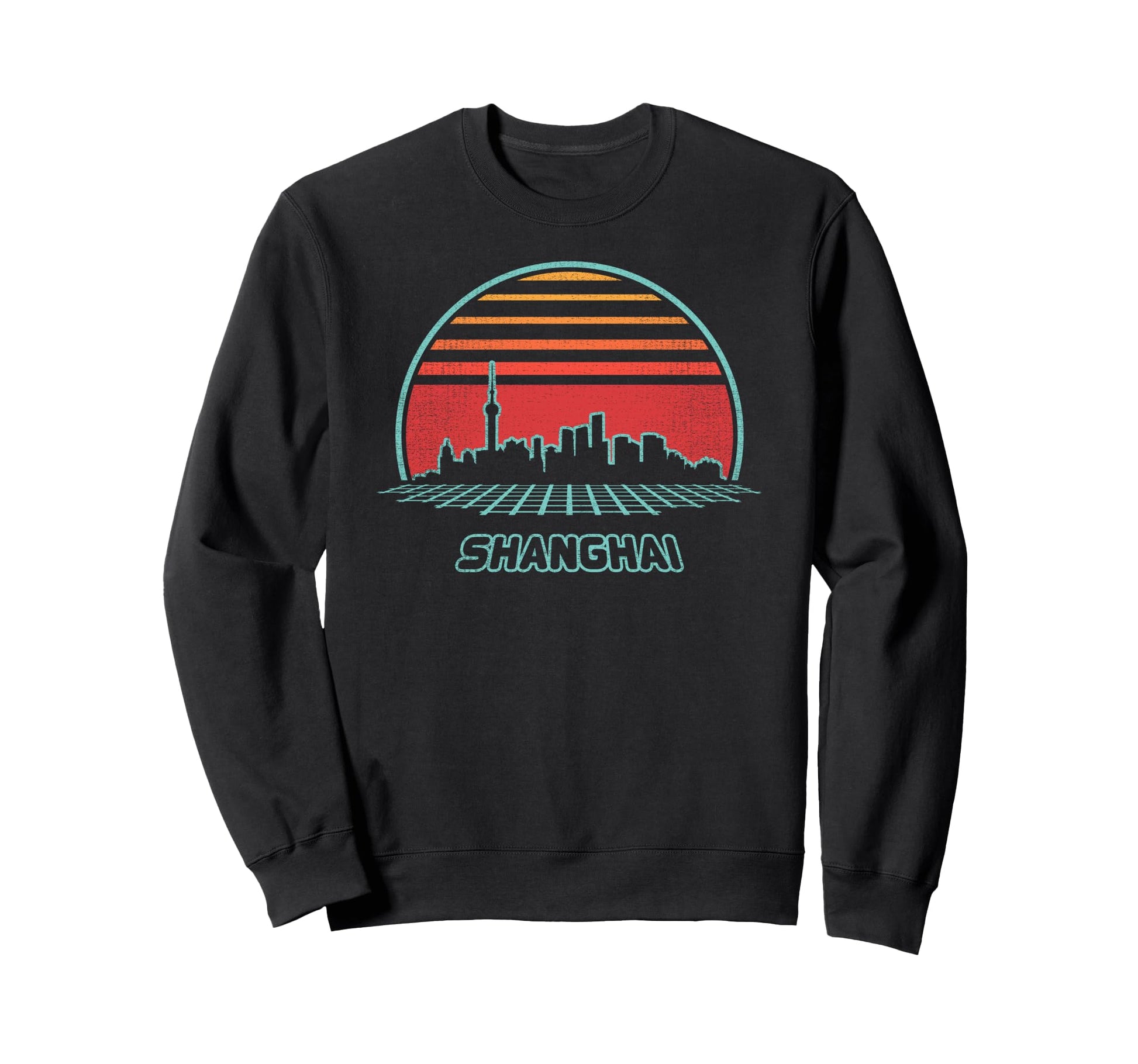 Shanghai City Skyline 80S Souvenir Sweatshirt - Graphic Print Men Women - T-Shirt, Sweatshirt, Hoodie