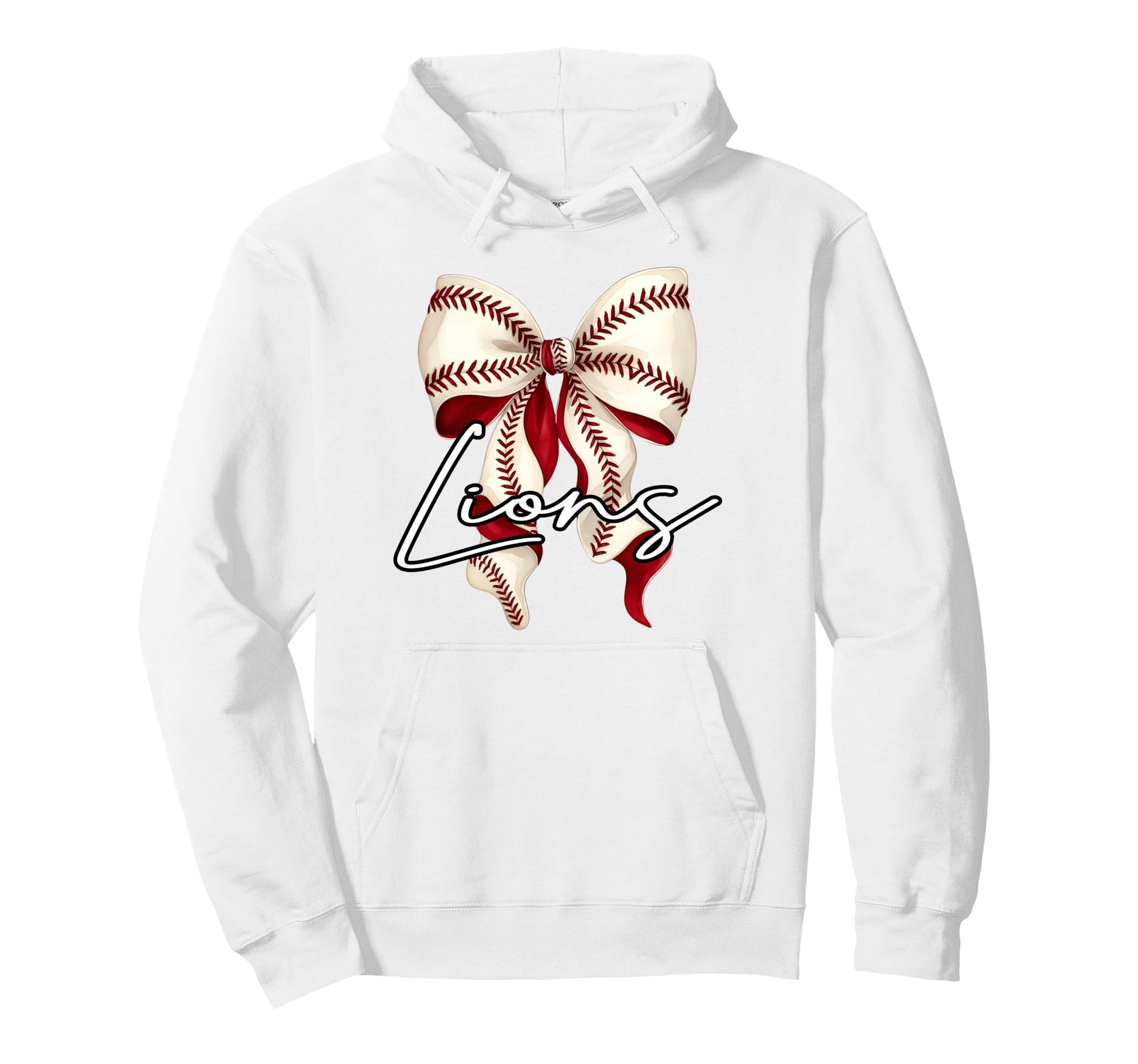 Lions Baseball Coquette Bow Sports Hoodie - Novelty Apparel for Adults - T-Shirt, Sweatshirt, Hoodie