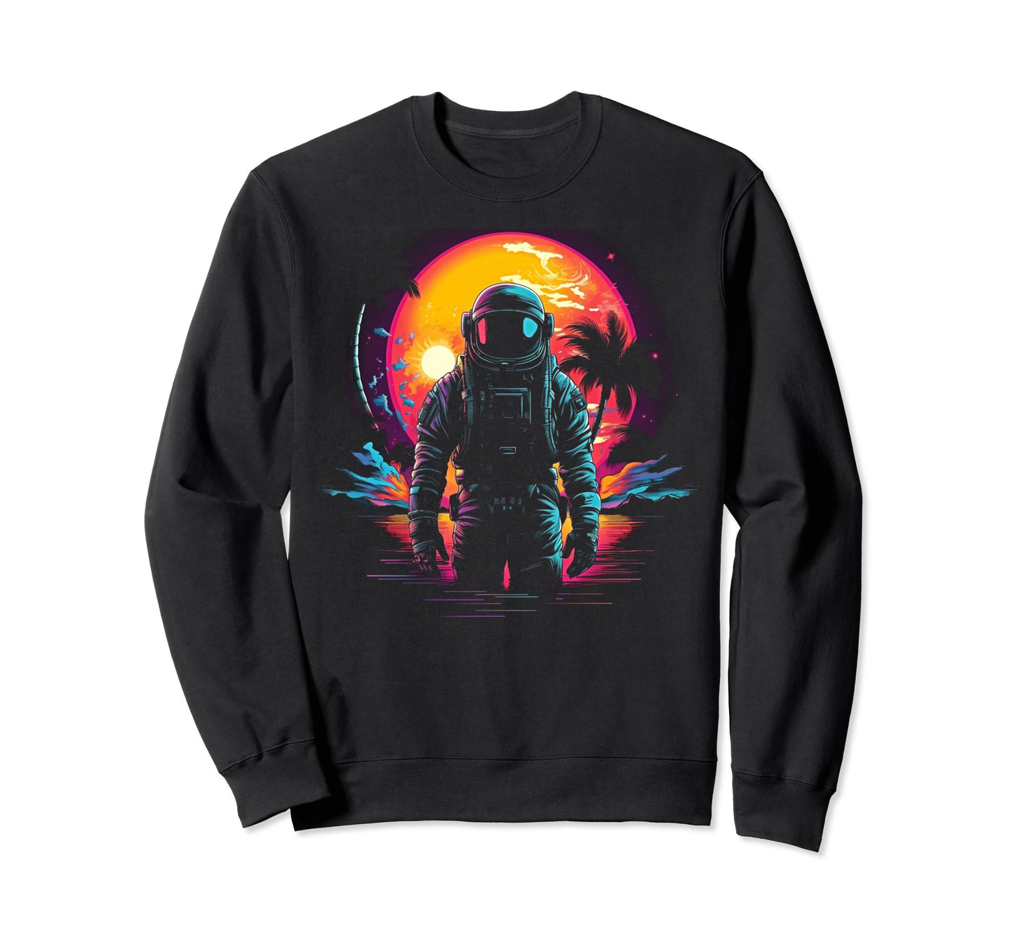 Synthwave Astronaut Cyberpunk 80S Sweatshirt - Custom Art Print for Adults - T-Shirt, Sweatshirt, Hoodie