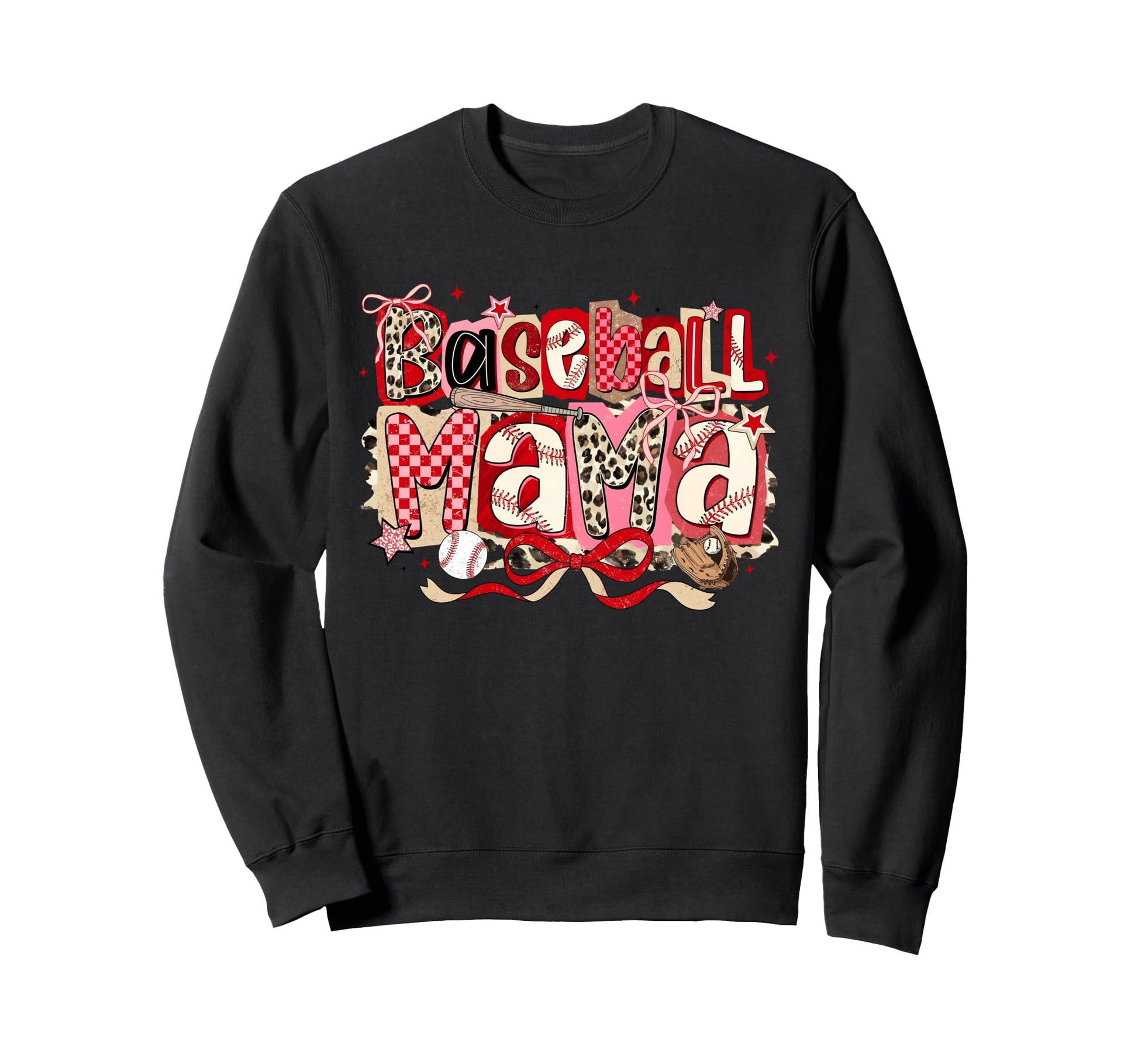 Baseball Mama Leopard Checkered Sweatshirt - Casual Everyday Wear Unisex - T-Shirt, Sweatshirt, Hoodie