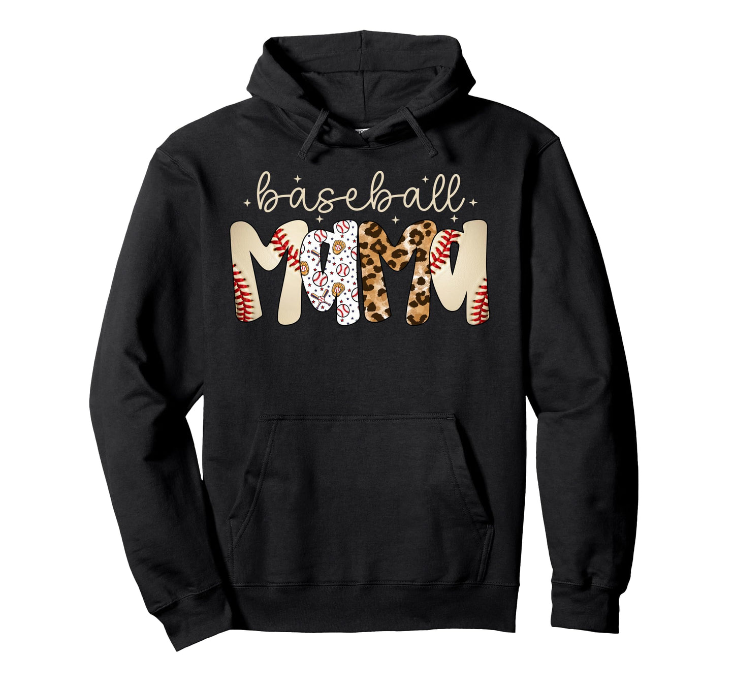 Baseball Mama Leopard Baseball Mom Hoodie - Casual Everyday Wear Men Women - T-Shirt, Sweatshirt, Hoodie