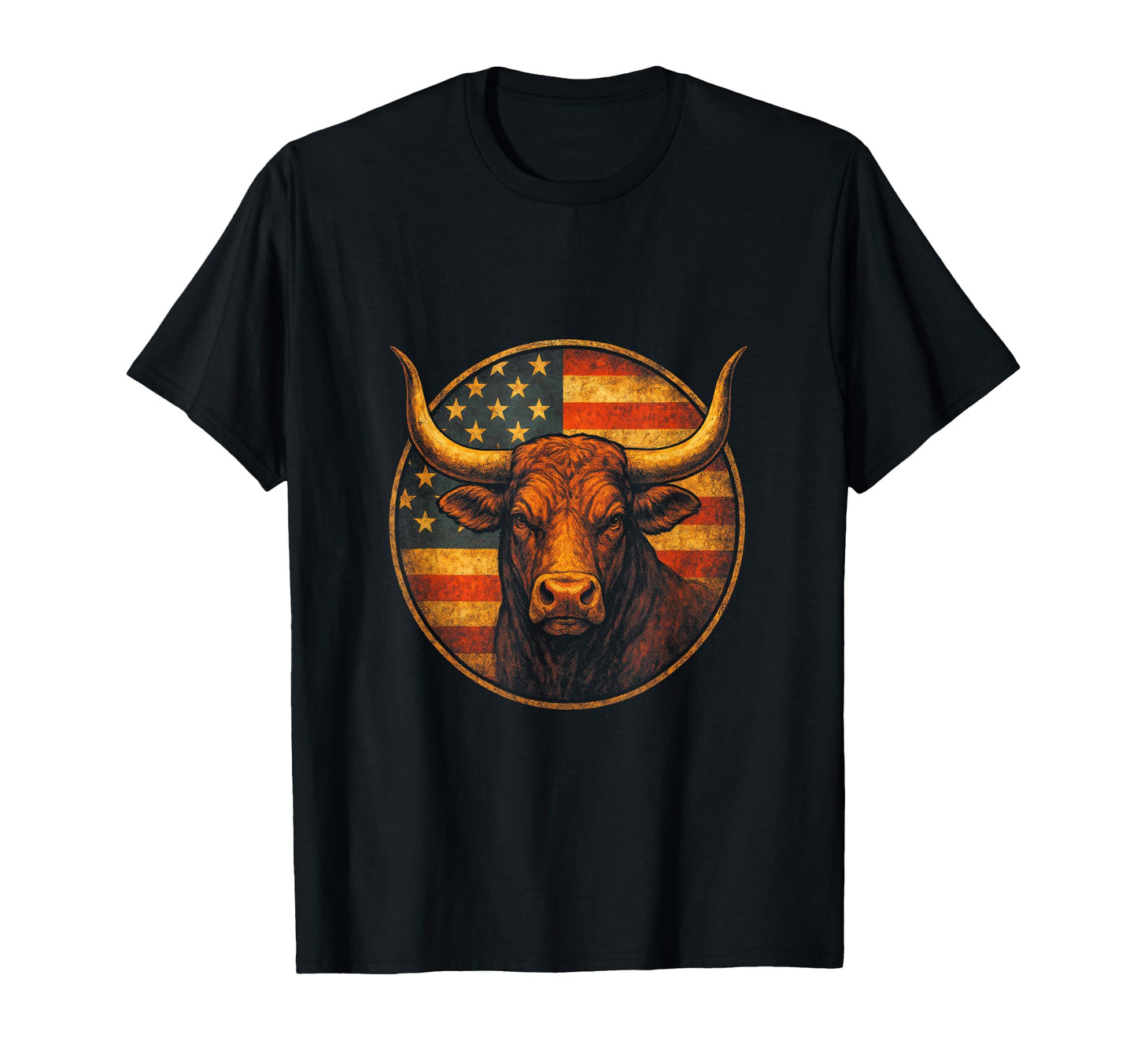 Bull Flag Cowboy Western Art T-Shirt - Fun Novelty Design Unisex - T-Shirt, Sweatshirt, Hoodie