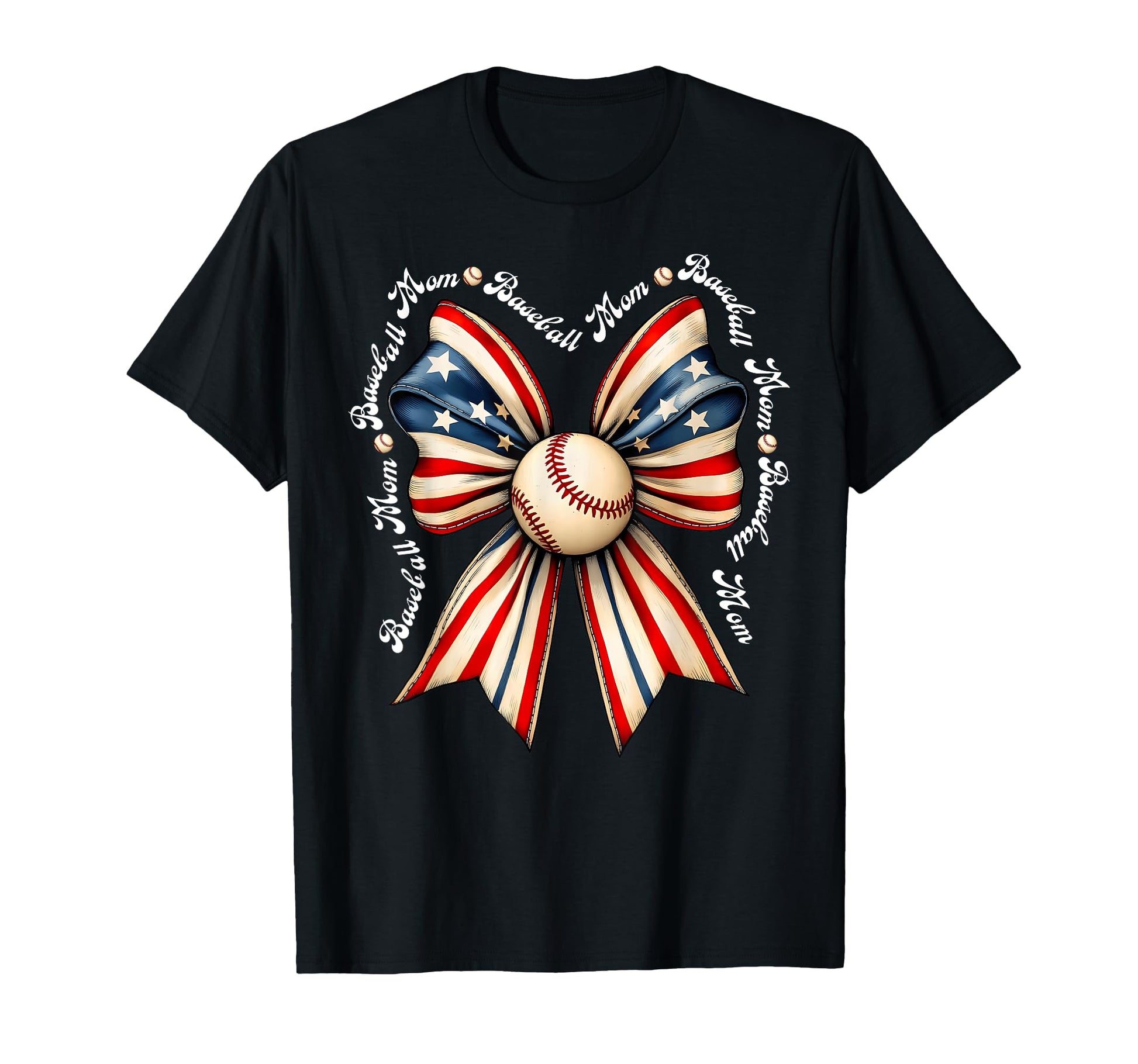 Coquette Baseball Mom 4Th July Us Flag T-Shirt - Graphic Print for Adults - T-Shirt, Sweatshirt, Hoodie