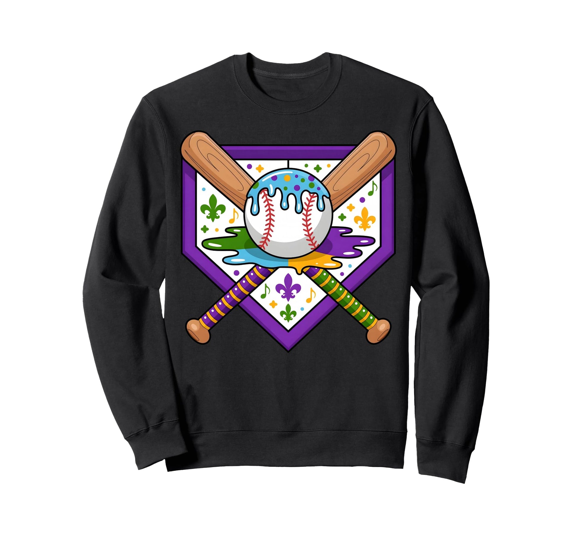 Mardi Gras Baseball Party Masks Sweatshirt - Streetwear Style Men Women - T-Shirt, Sweatshirt, Hoodie
