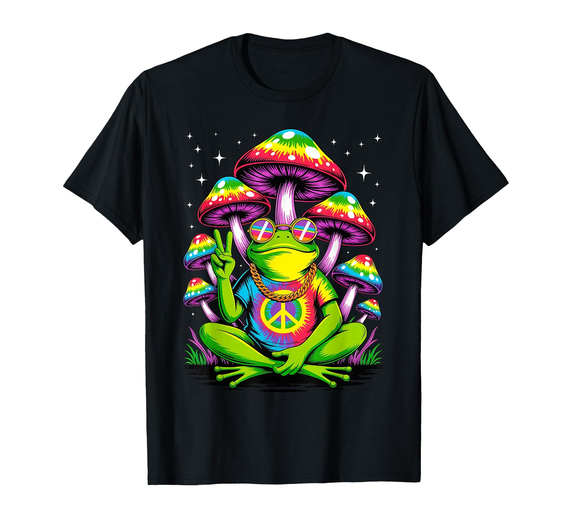 Hippie Frog Peace Sign Tie Dye 70S 60S T-Shirt - Graphic Print for Adults - T-Shirt, Sweatshirt, Hoodie