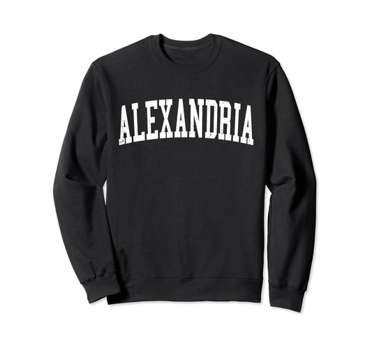 Alexandria Mn Distressed White Varsity Sweatshirt - Graphic Print Unisex - T-Shirt, Sweatshirt, Hoodie