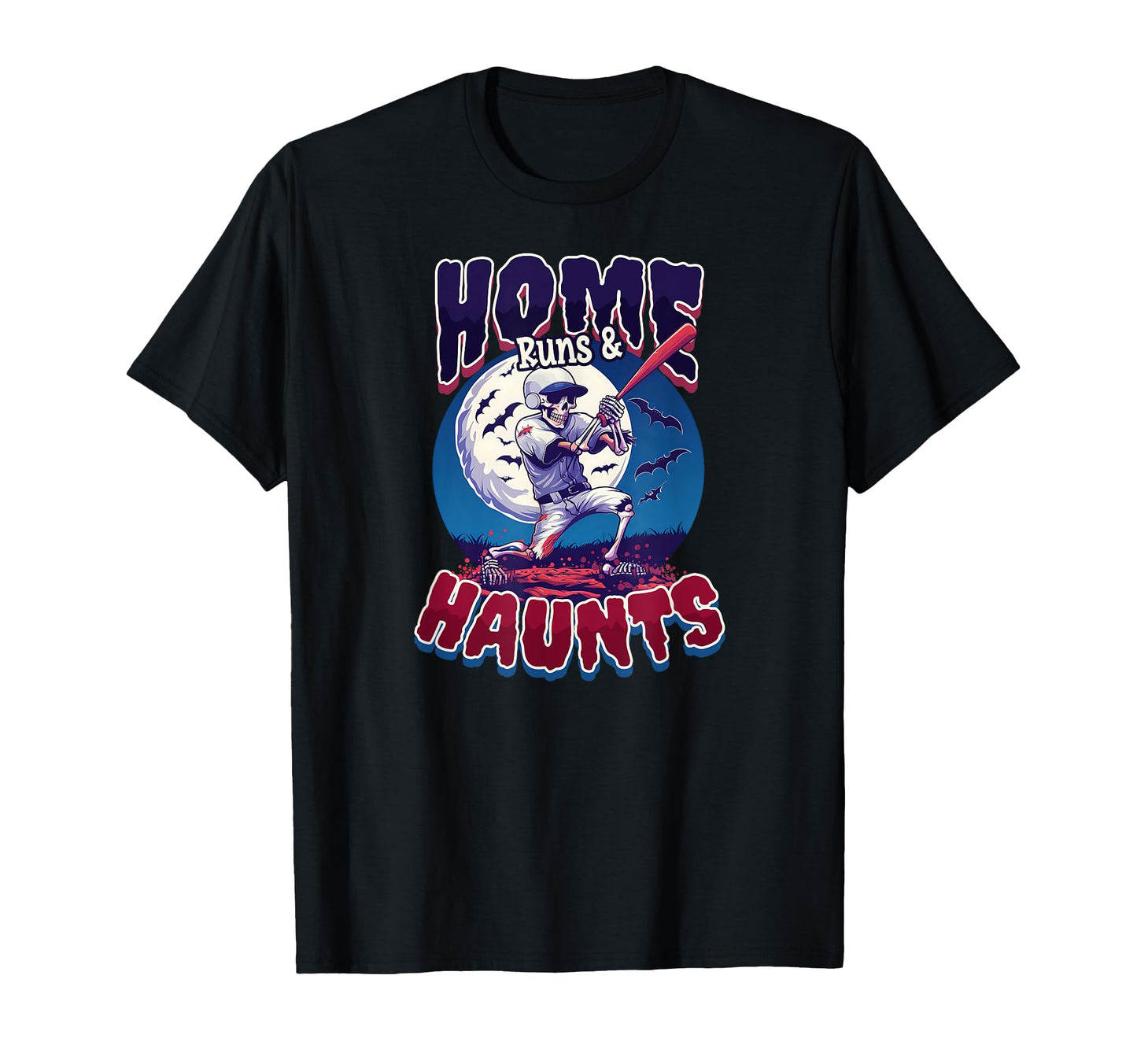 Halloween Baseball Home Runs Haunts T-Shirt - Aesthetic Graphic Men Women - T-Shirt, Sweatshirt, Hoodie