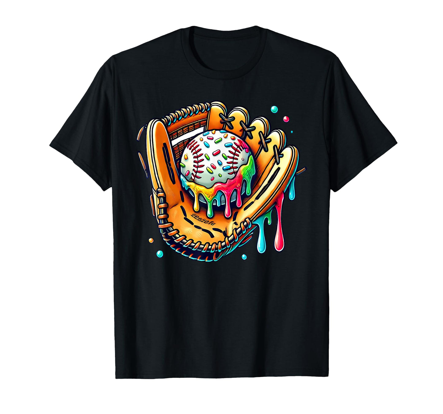 Sport Baseball Glove Drip Sprinkles T-Shirt - Custom Art Print Men Women - T-Shirt, Sweatshirt, Hoodie